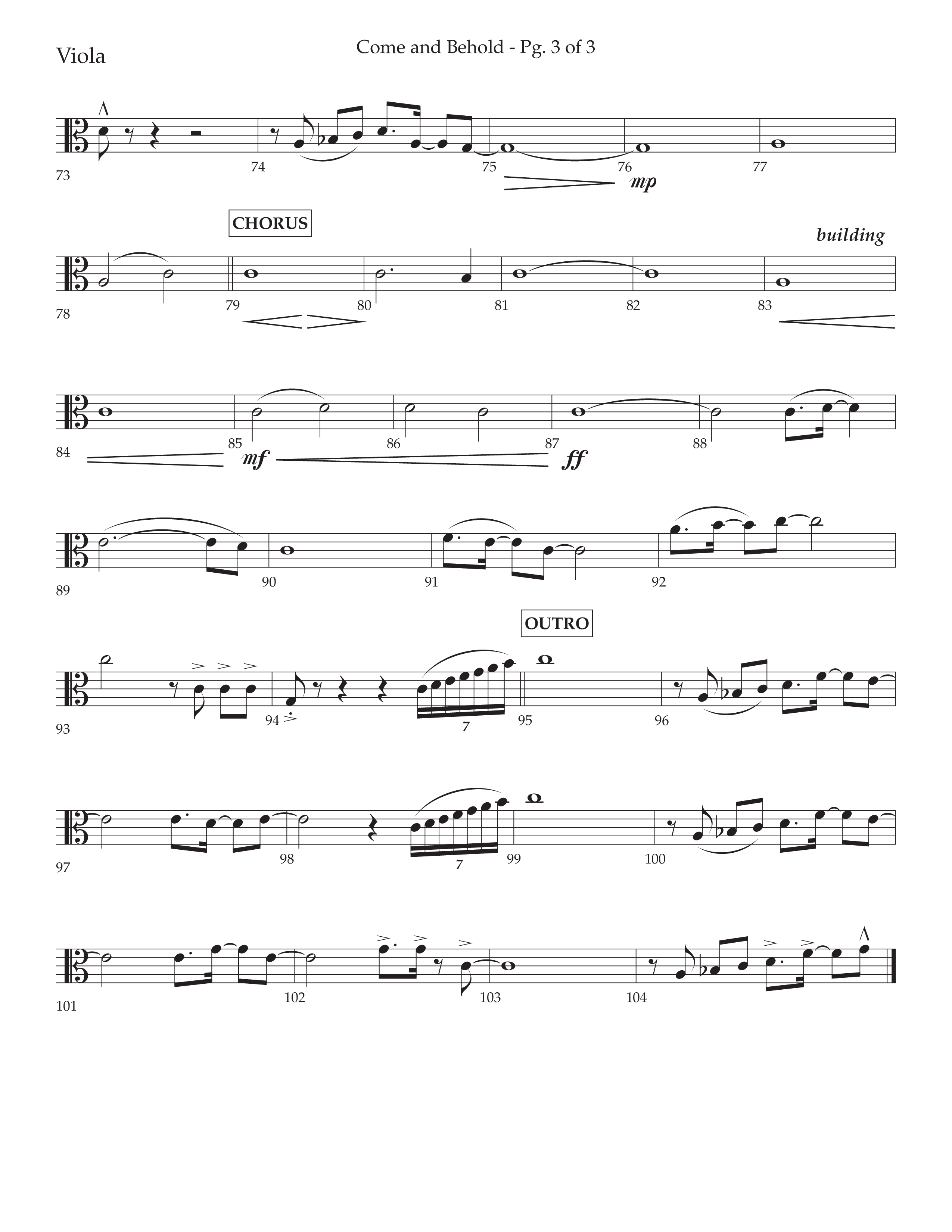 Come And Behold (Choral Anthem SATB) Viola (Lifeway Choral / Arr. John Bolin / Arr. Don Koch)