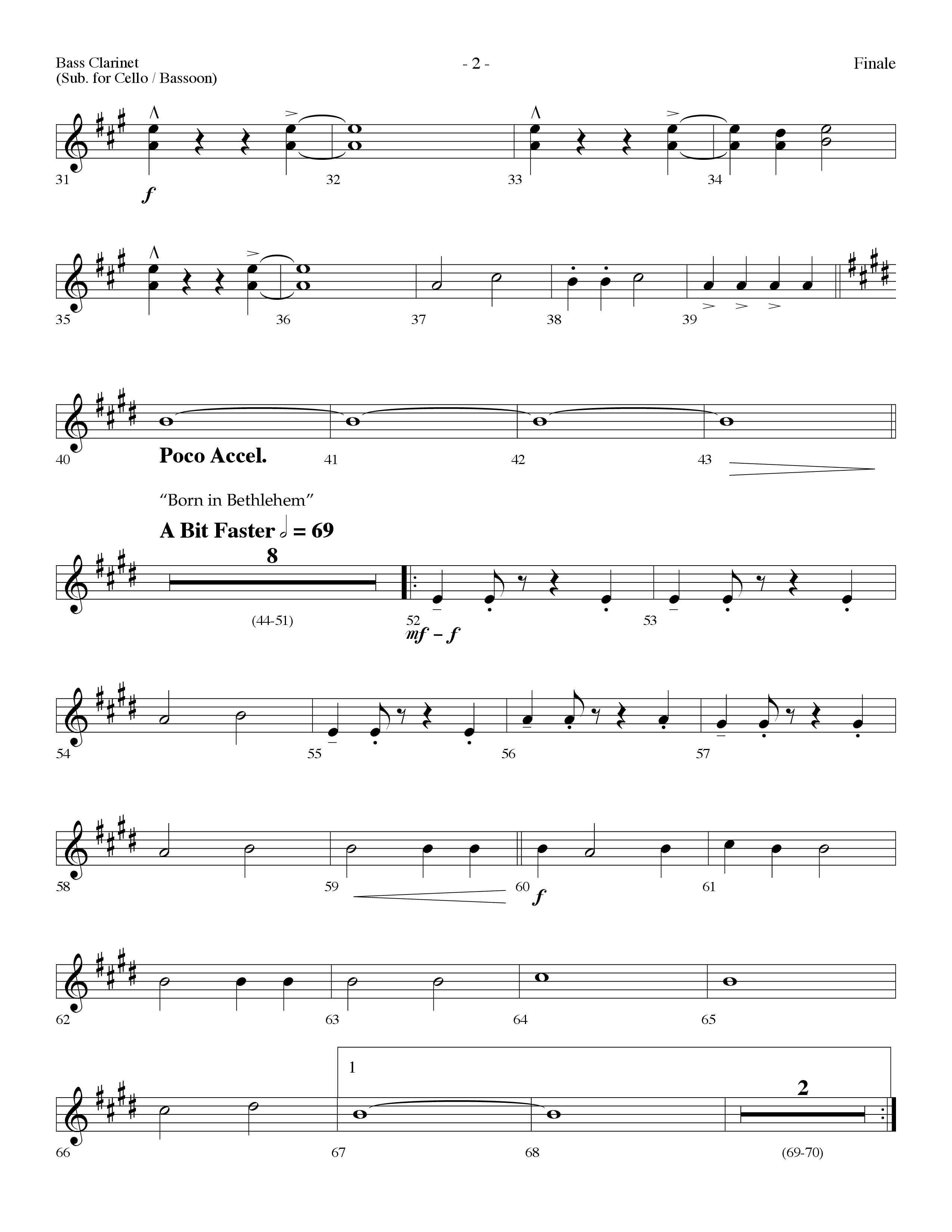 Finale: He is Born, the Divine Christ Child with Born in Bethlehem Bass Clarinet (Lifeway Choral / Arr. Dennis Allen)