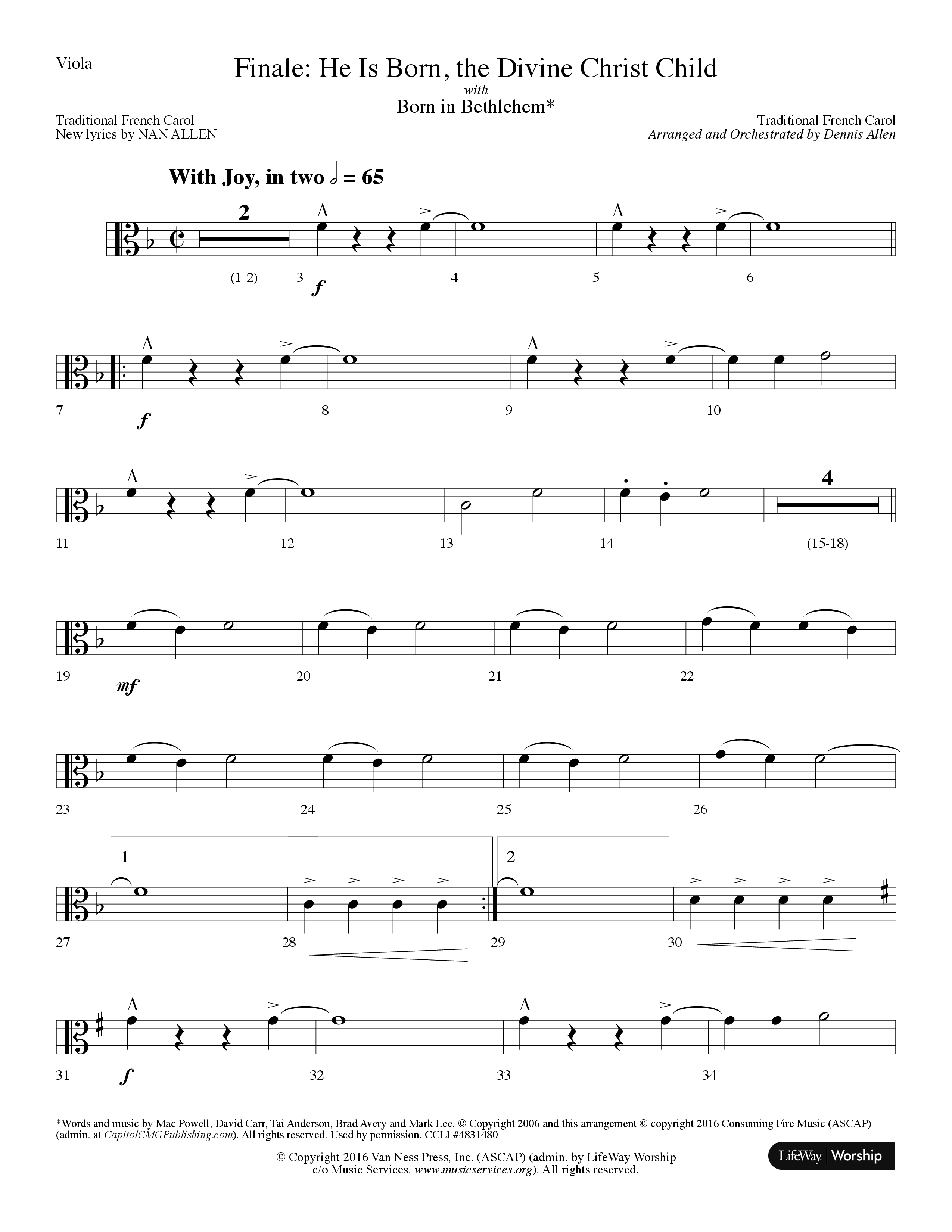Finale: He is Born, the Divine Christ Child with Born in Bethlehem Viola (Lifeway Choral / Arr. Dennis Allen)
