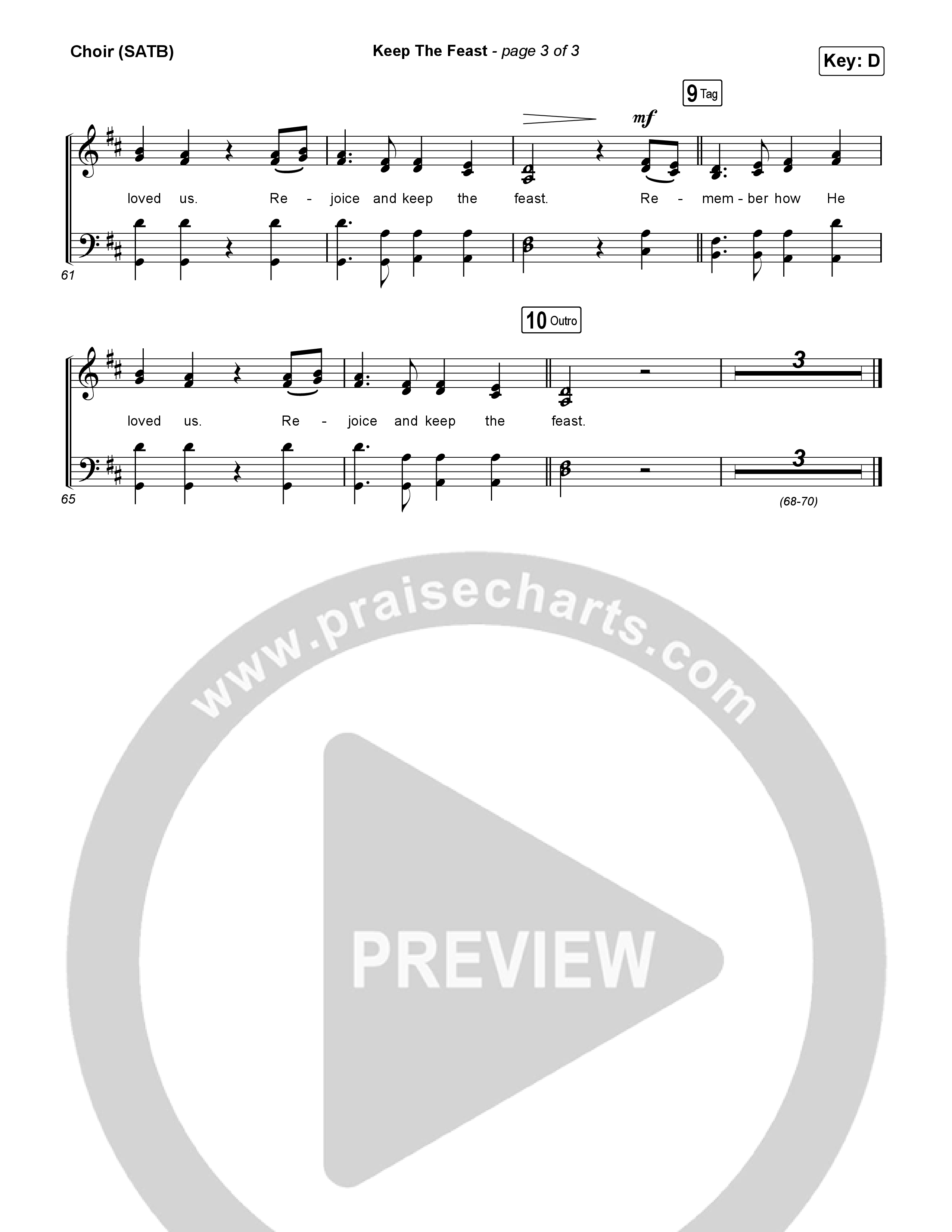 Keep The Feast Choir Sheet (SATB) (Keith & Kristyn Getty / Sing!)