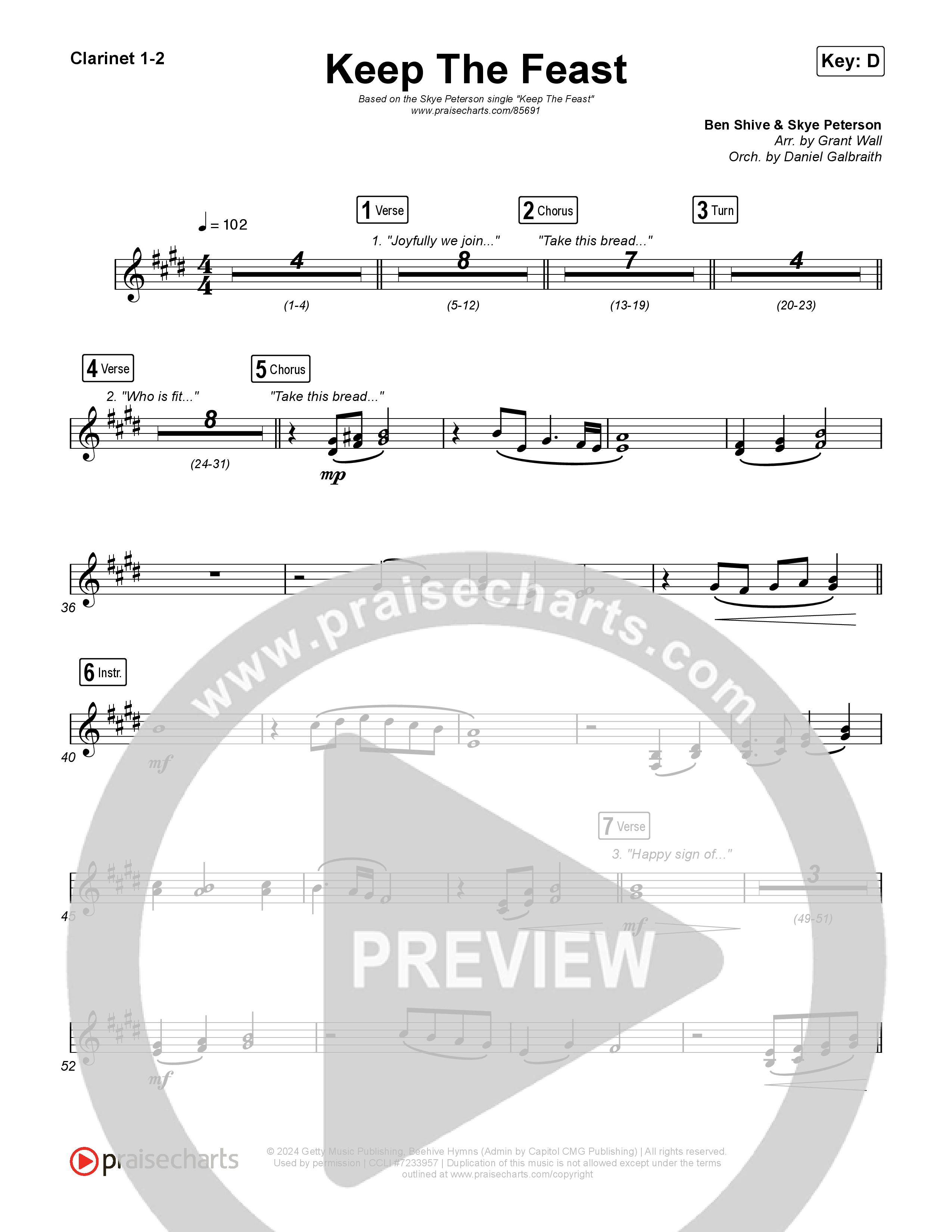 Keep The Feast Clarinet 1,2 (Keith & Kristyn Getty / Sing!)