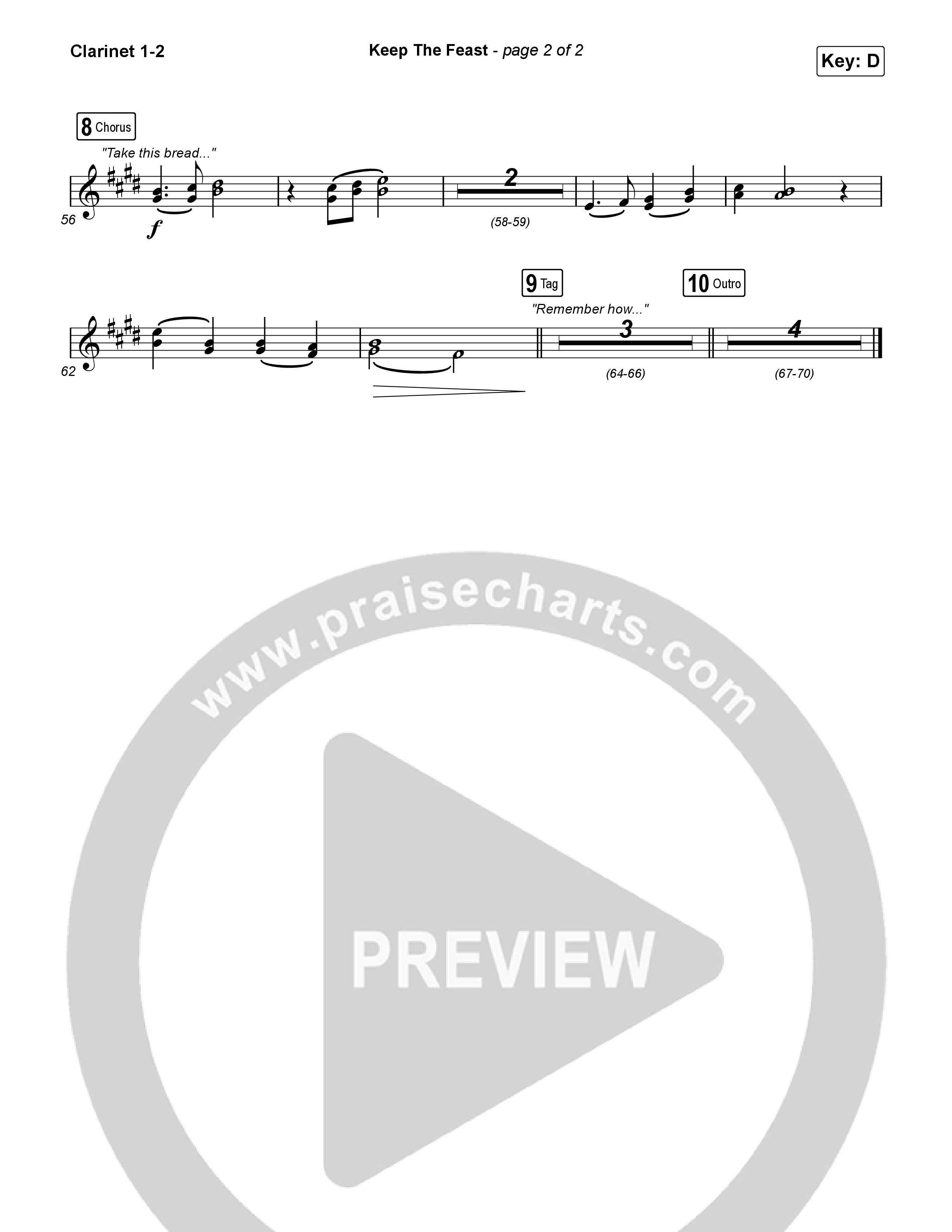 Keep The Feast Clarinet 1,2 (Keith & Kristyn Getty / Sing!)