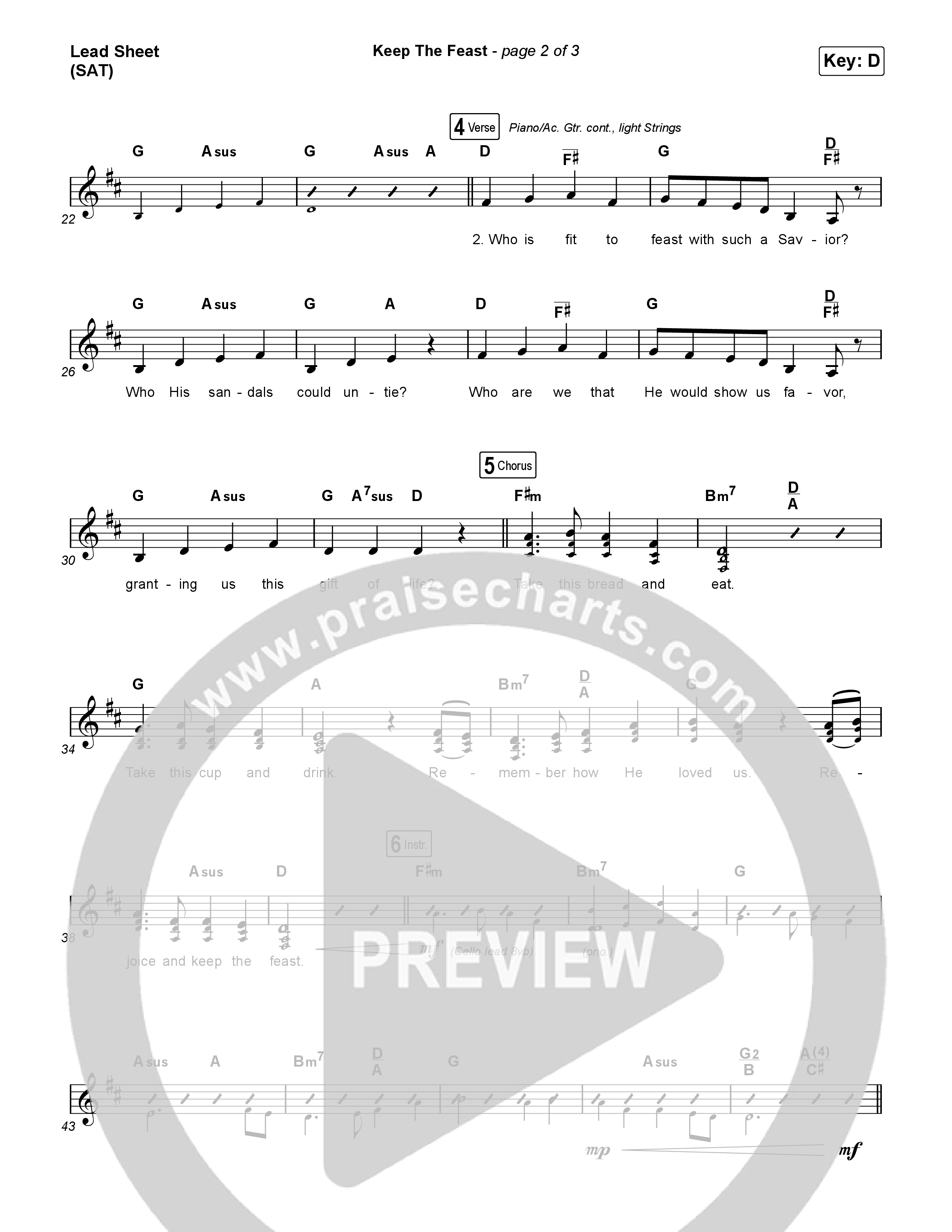 Keep The Feast Lead Sheet (SAT) (Keith & Kristyn Getty / Sing!)