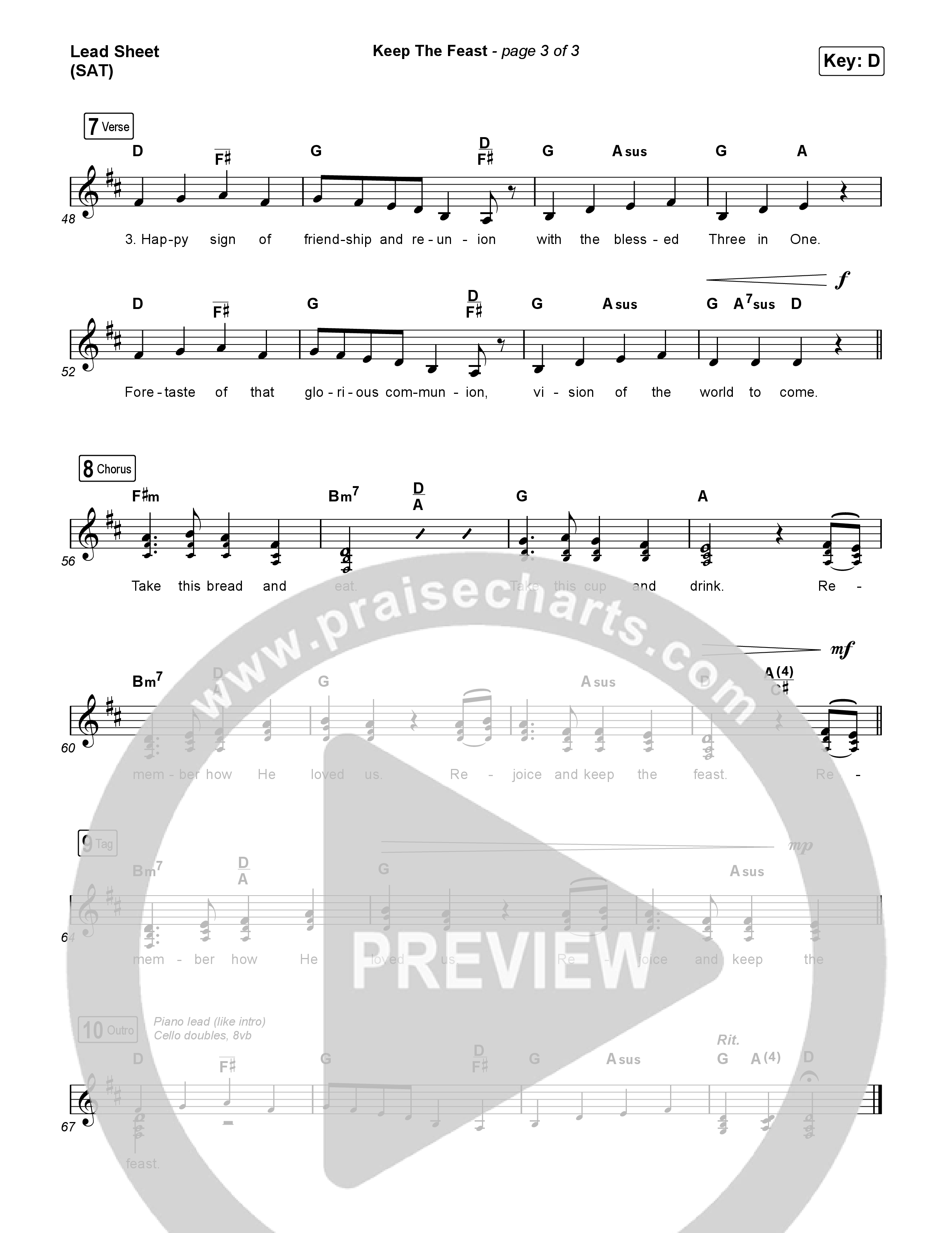 Keep The Feast Lead Sheet (SAT) (Keith & Kristyn Getty / Sing!)