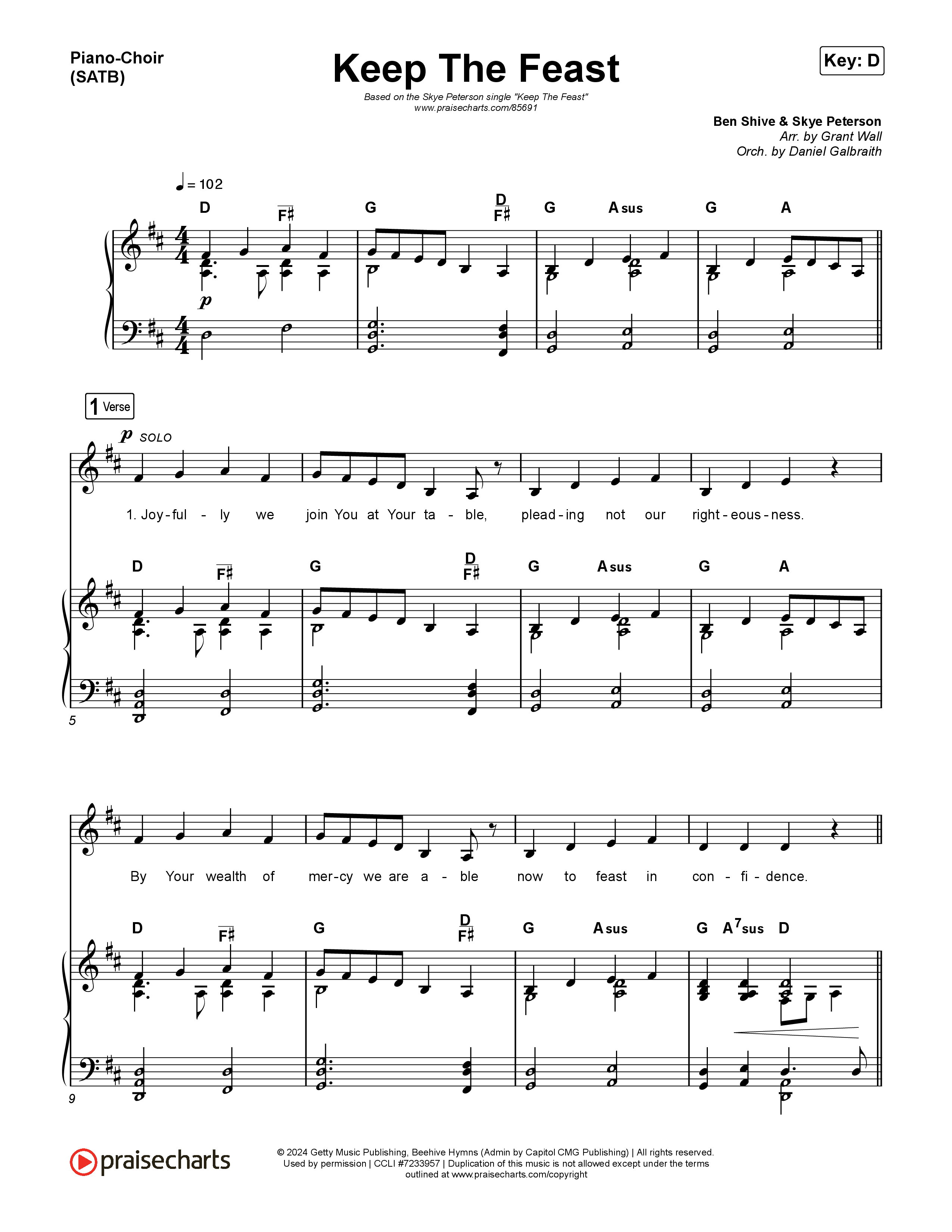 Keep The Feast Piano/Vocal Pack (Keith & Kristyn Getty / Sing!)