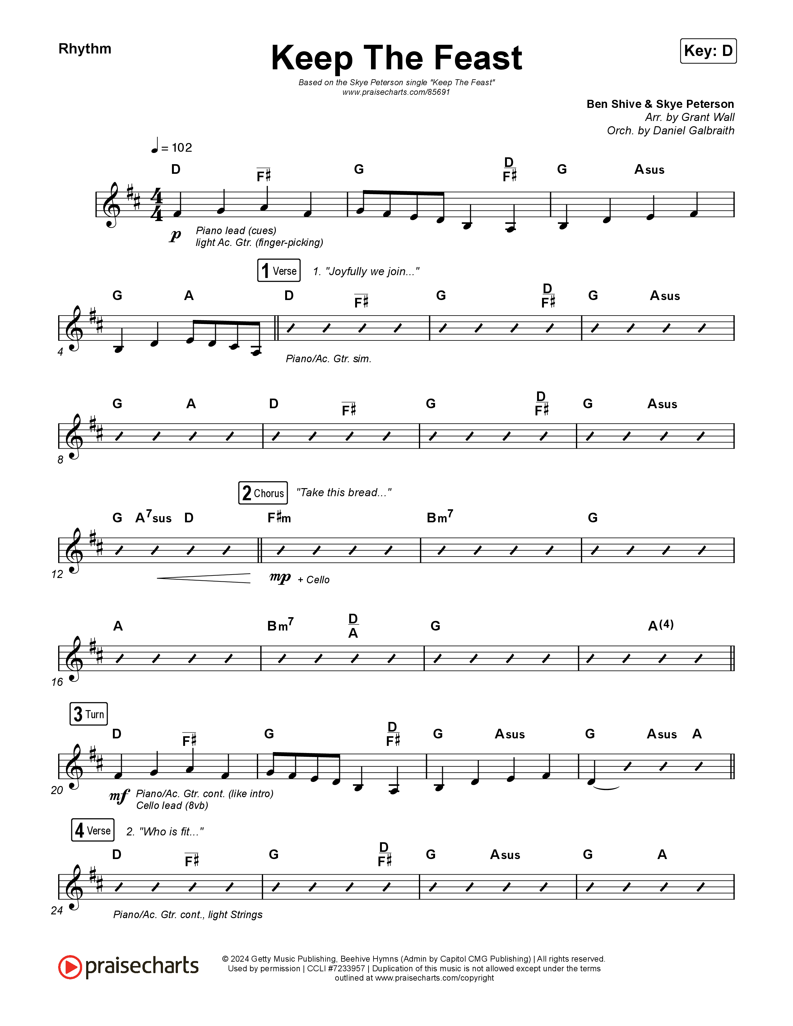 Keep The Feast Rhythm Chart (Keith & Kristyn Getty / Sing!)