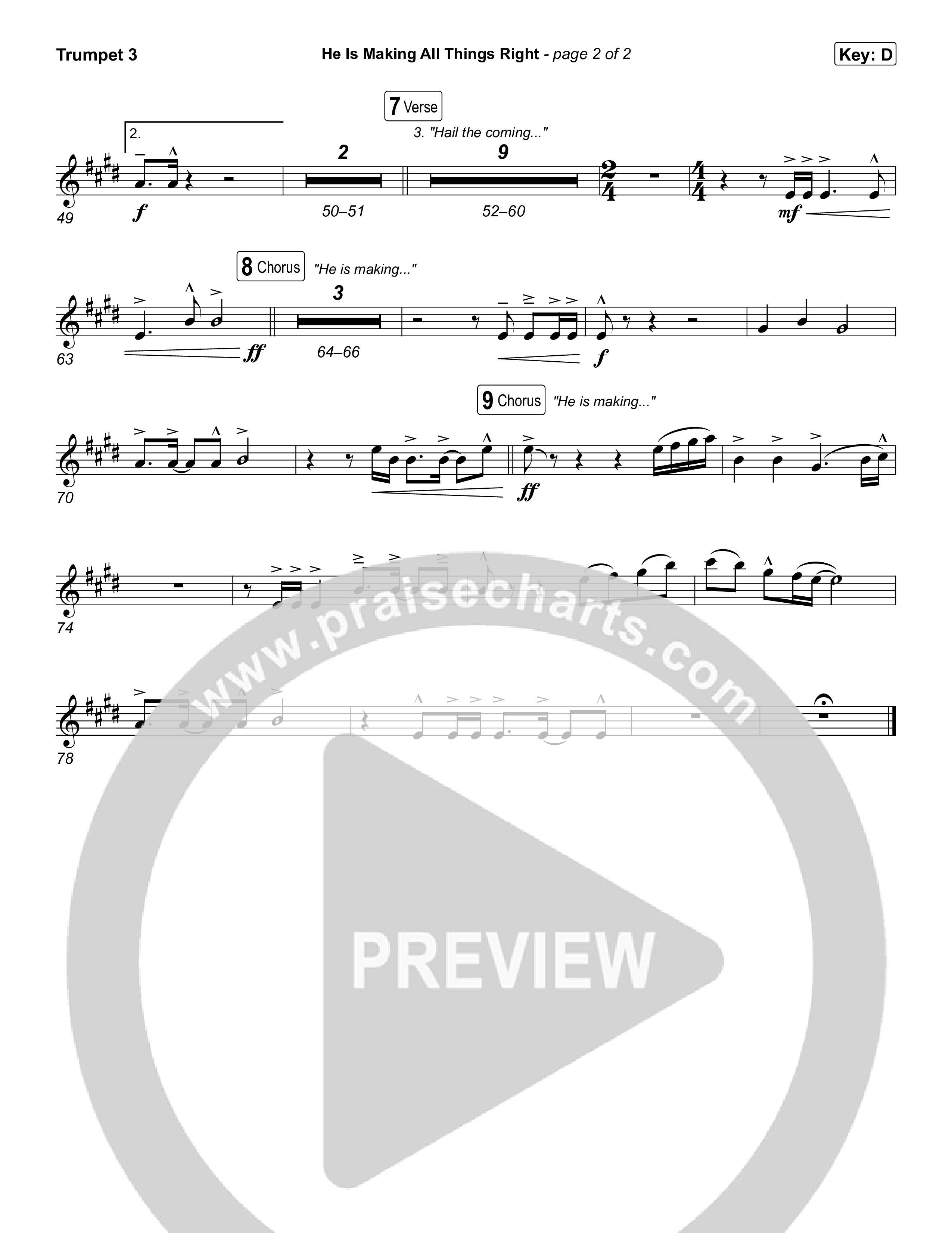 He Is Making All Things Right (Live) Trumpet 3 (Keith & Kristyn Getty / Bryan Fowler / Ben Shive / Skye Peterson / Sing!)