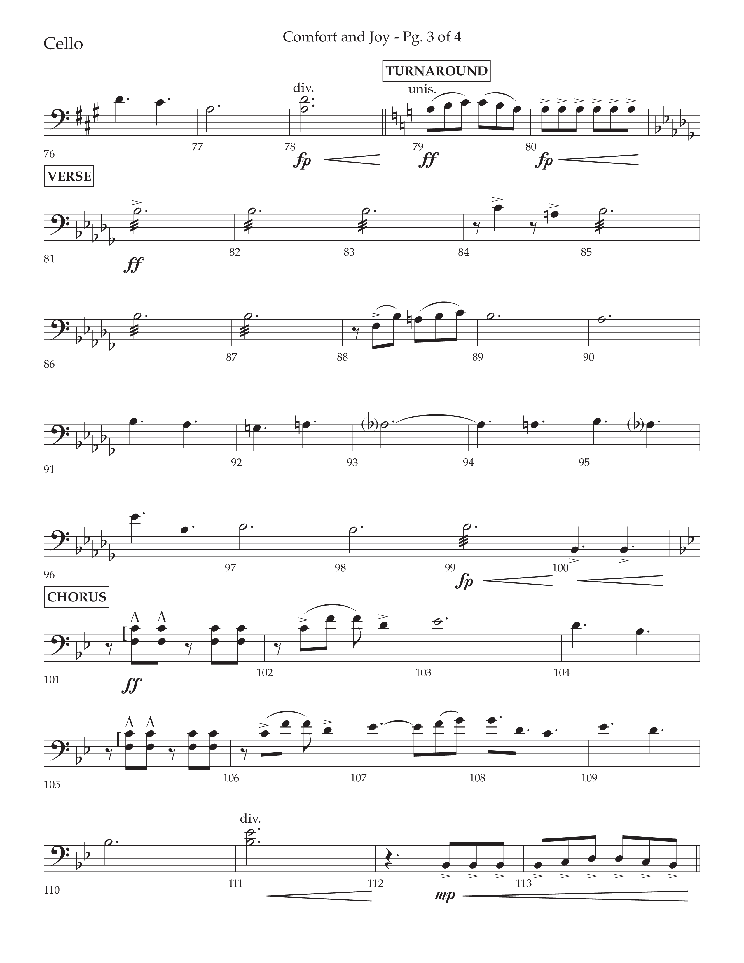 Comfort And Joy (with God Rest Ye Merry Gentlemen) (Choral Anthem SATB) Cello (Lifeway Choral / Arr. John Bolin / Arr. Don Koch)