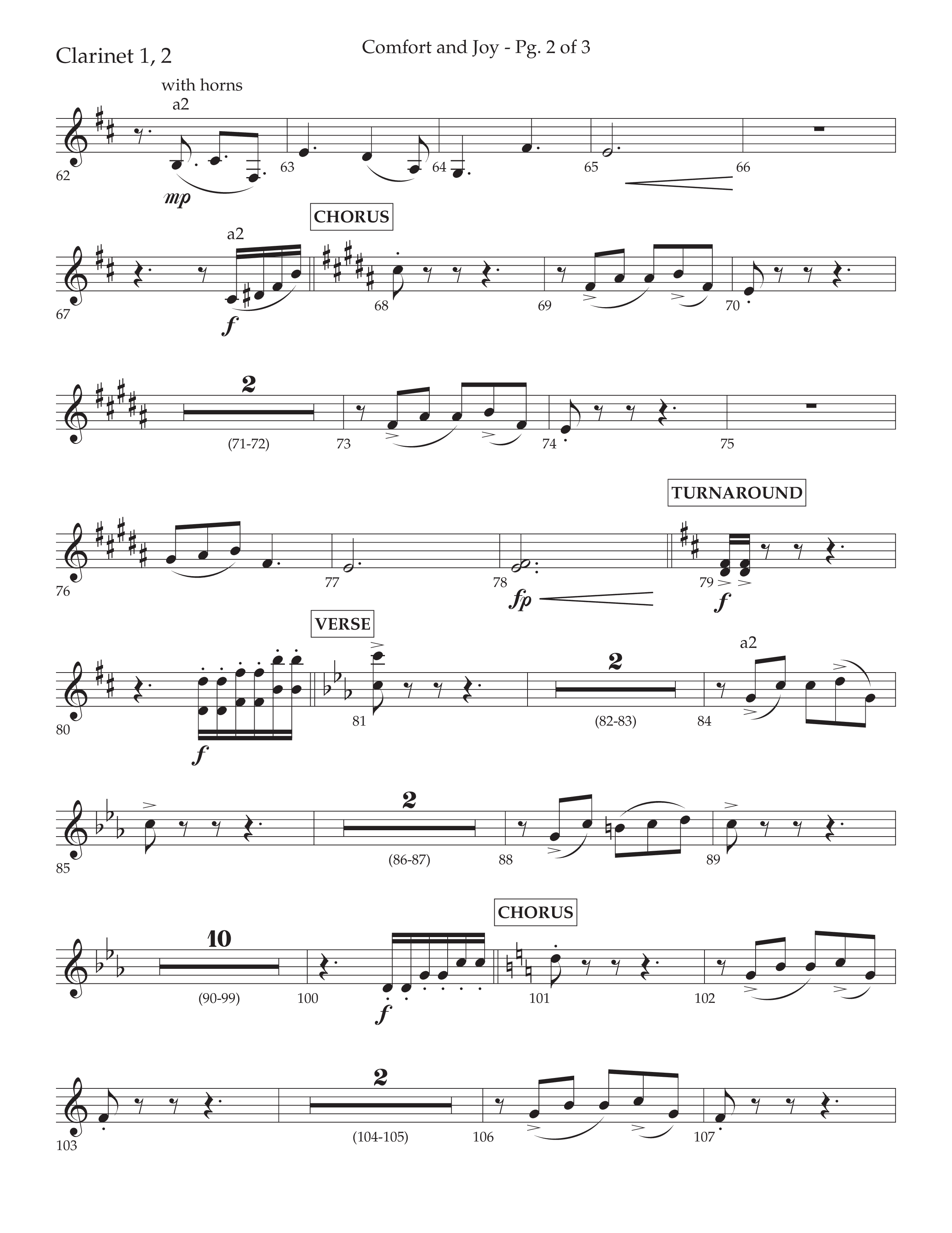 Comfort And Joy (with God Rest Ye Merry Gentlemen) (Choral Anthem SATB) Clarinet 1/2 (Lifeway Choral / Arr. John Bolin / Arr. Don Koch)