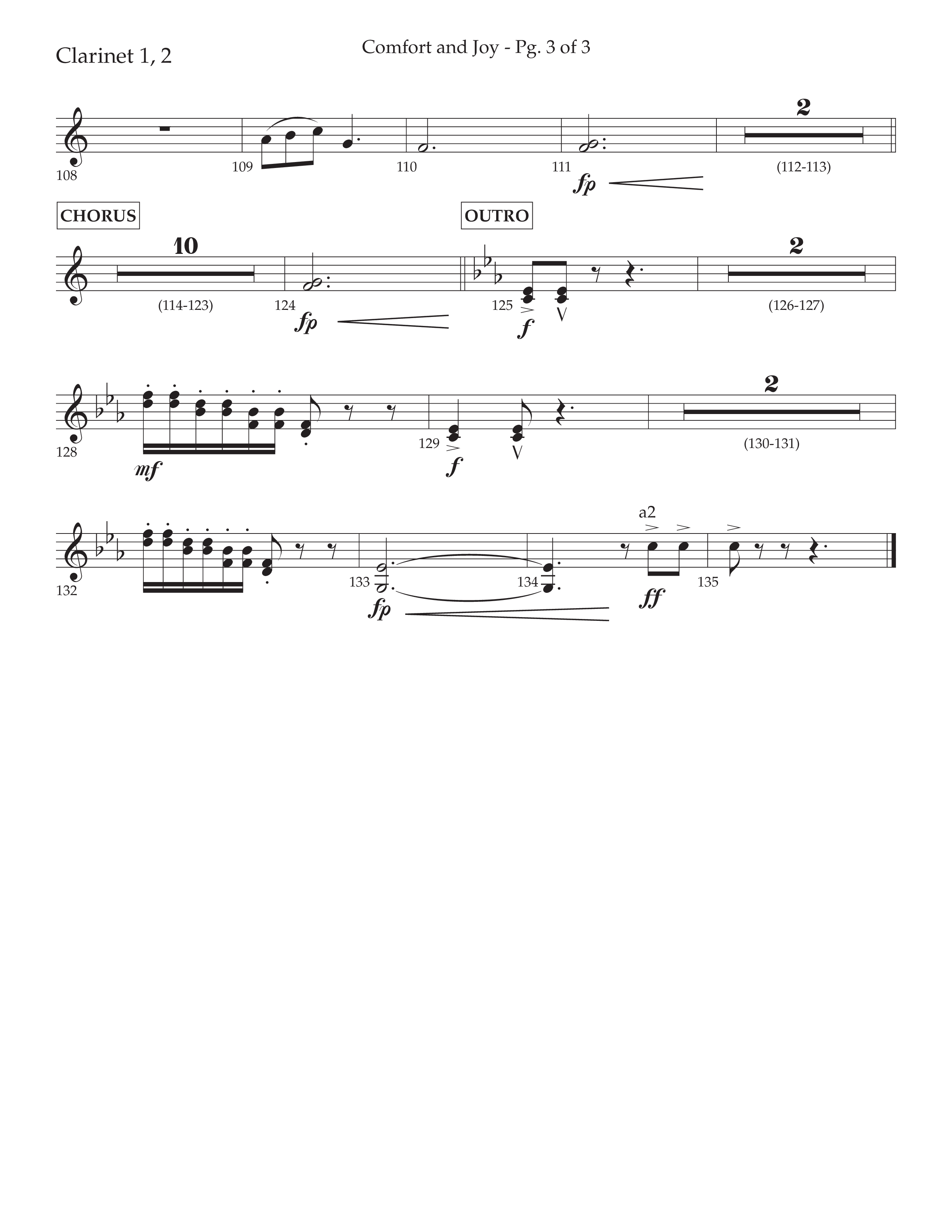 Comfort And Joy (with God Rest Ye Merry Gentlemen) (Choral Anthem SATB) Clarinet 1/2 (Lifeway Choral / Arr. John Bolin / Arr. Don Koch)