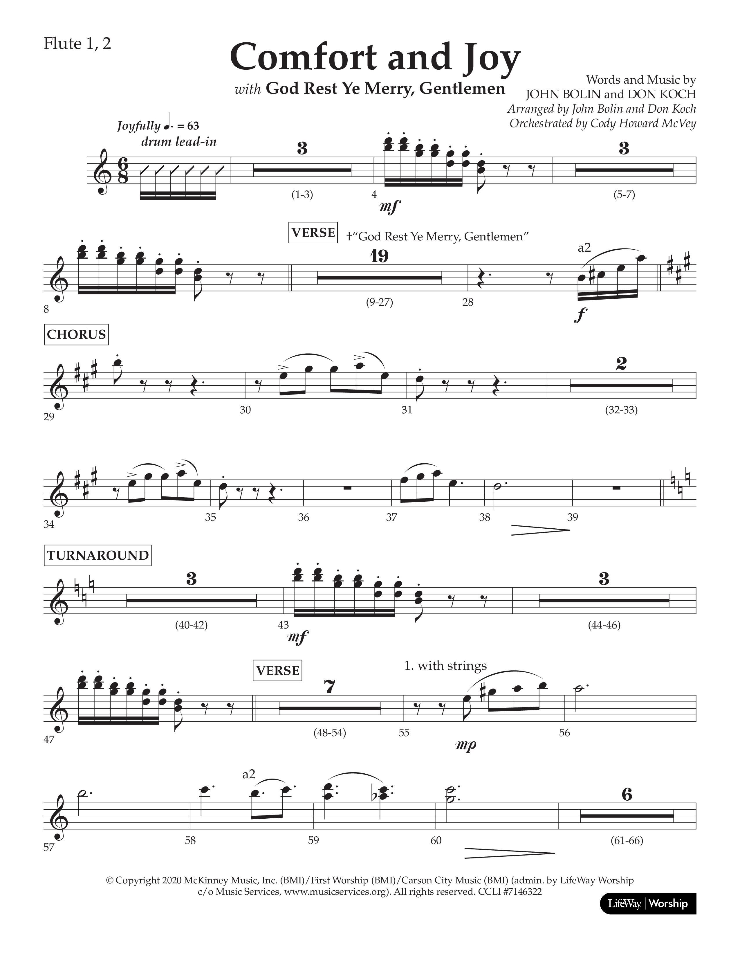 Comfort And Joy (with God Rest Ye Merry Gentlemen) (Choral Anthem SATB) Flute 1/2 (Lifeway Choral / Arr. John Bolin / Arr. Don Koch)