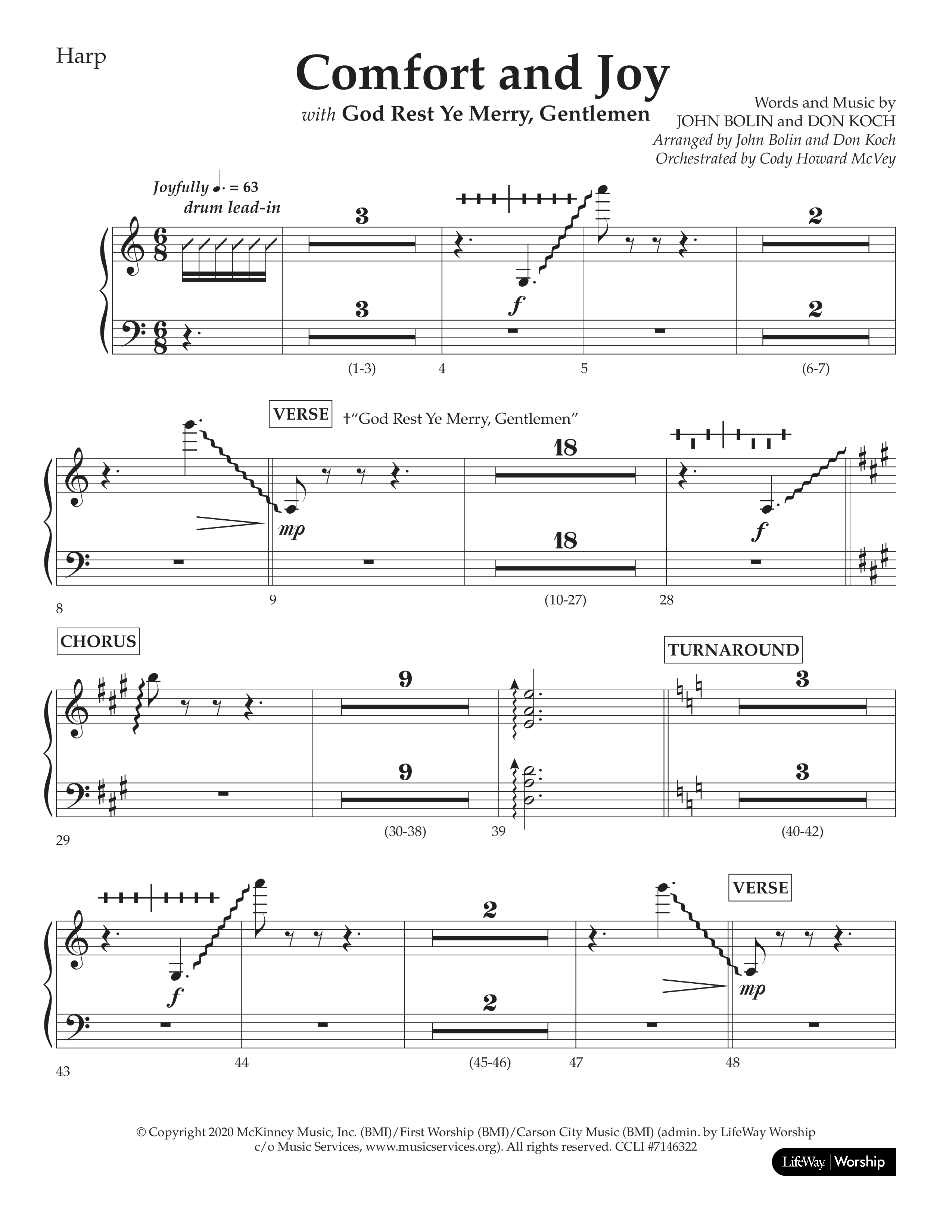 Comfort And Joy (with God Rest Ye Merry Gentlemen) (Choral Anthem SATB) Harp (Lifeway Choral / Arr. John Bolin / Arr. Don Koch)