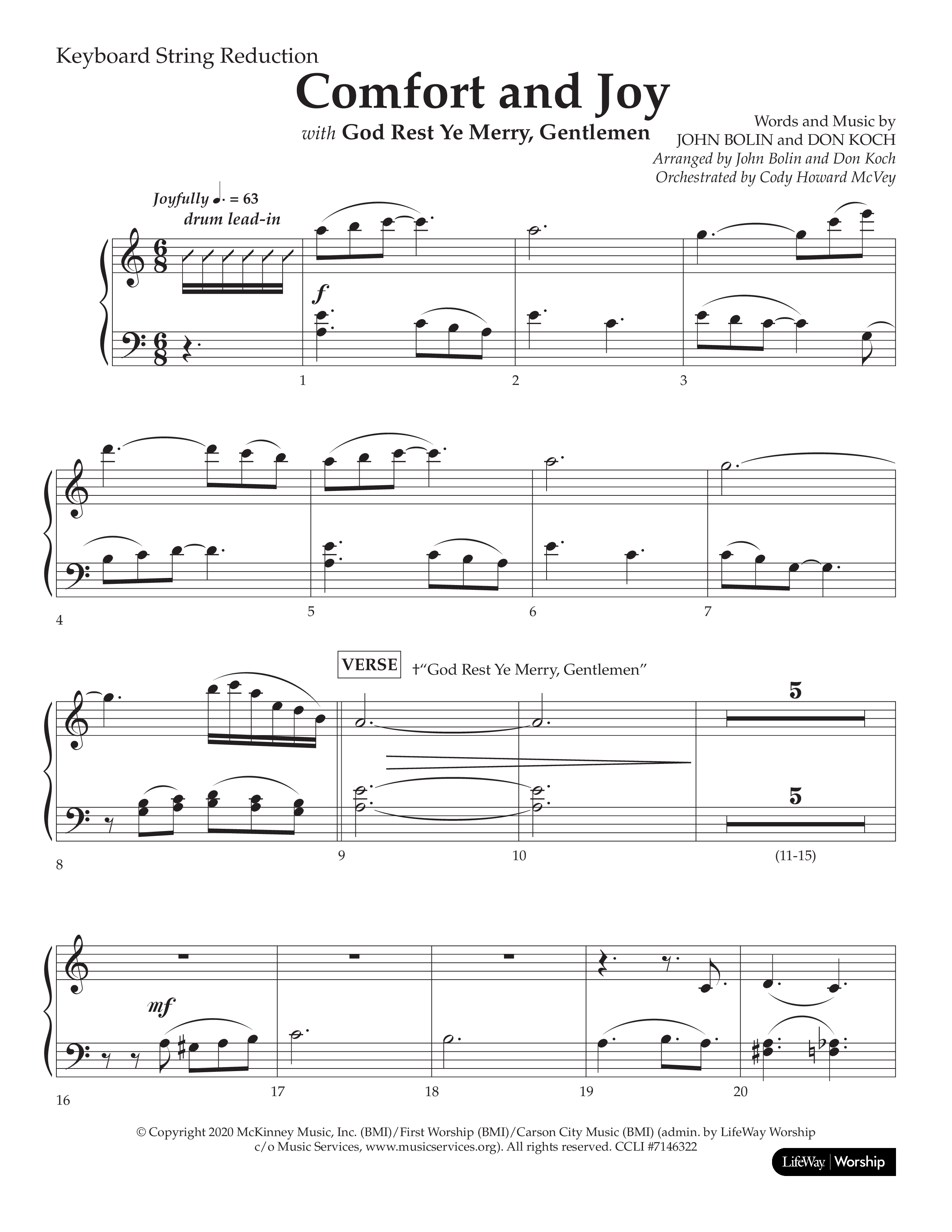 Comfort And Joy (with God Rest Ye Merry Gentlemen) (Choral Anthem SATB) String Reduction (Lifeway Choral / Arr. John Bolin / Arr. Don Koch)