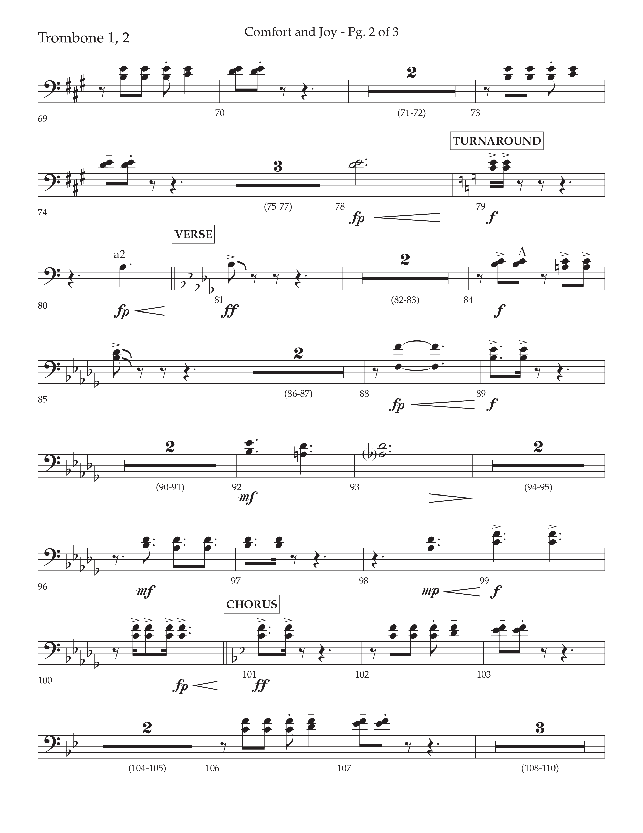 Comfort And Joy (with God Rest Ye Merry Gentlemen) (Choral Anthem SATB) Trombone 1/2 (Lifeway Choral / Arr. John Bolin / Arr. Don Koch)