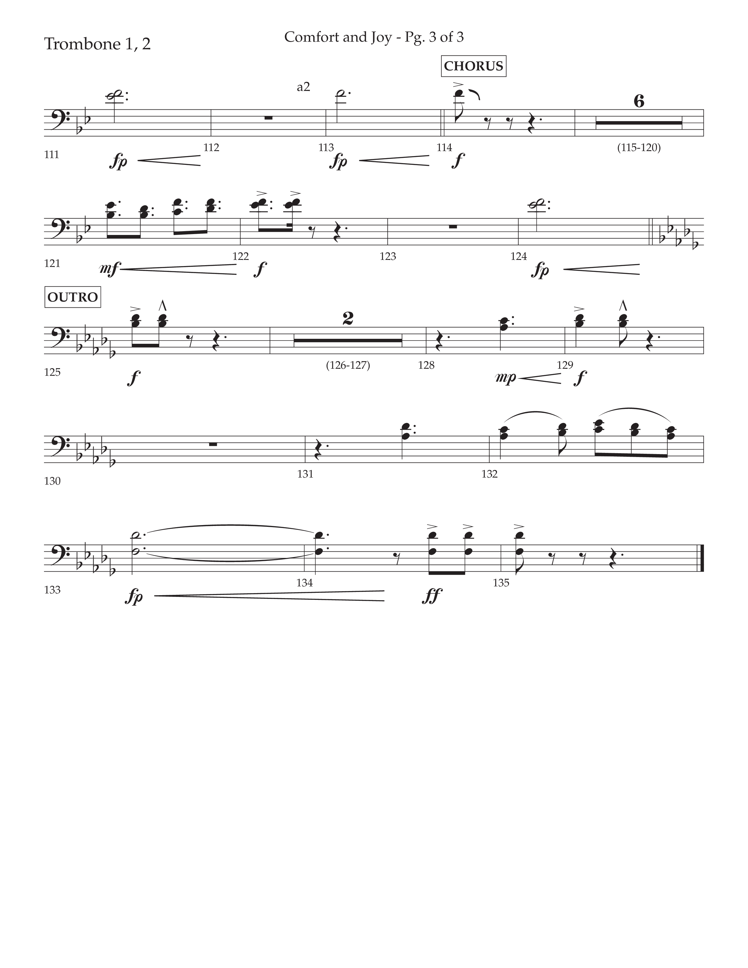 Comfort And Joy (with God Rest Ye Merry Gentlemen) (Choral Anthem SATB) Trombone 1/2 (Lifeway Choral / Arr. John Bolin / Arr. Don Koch)