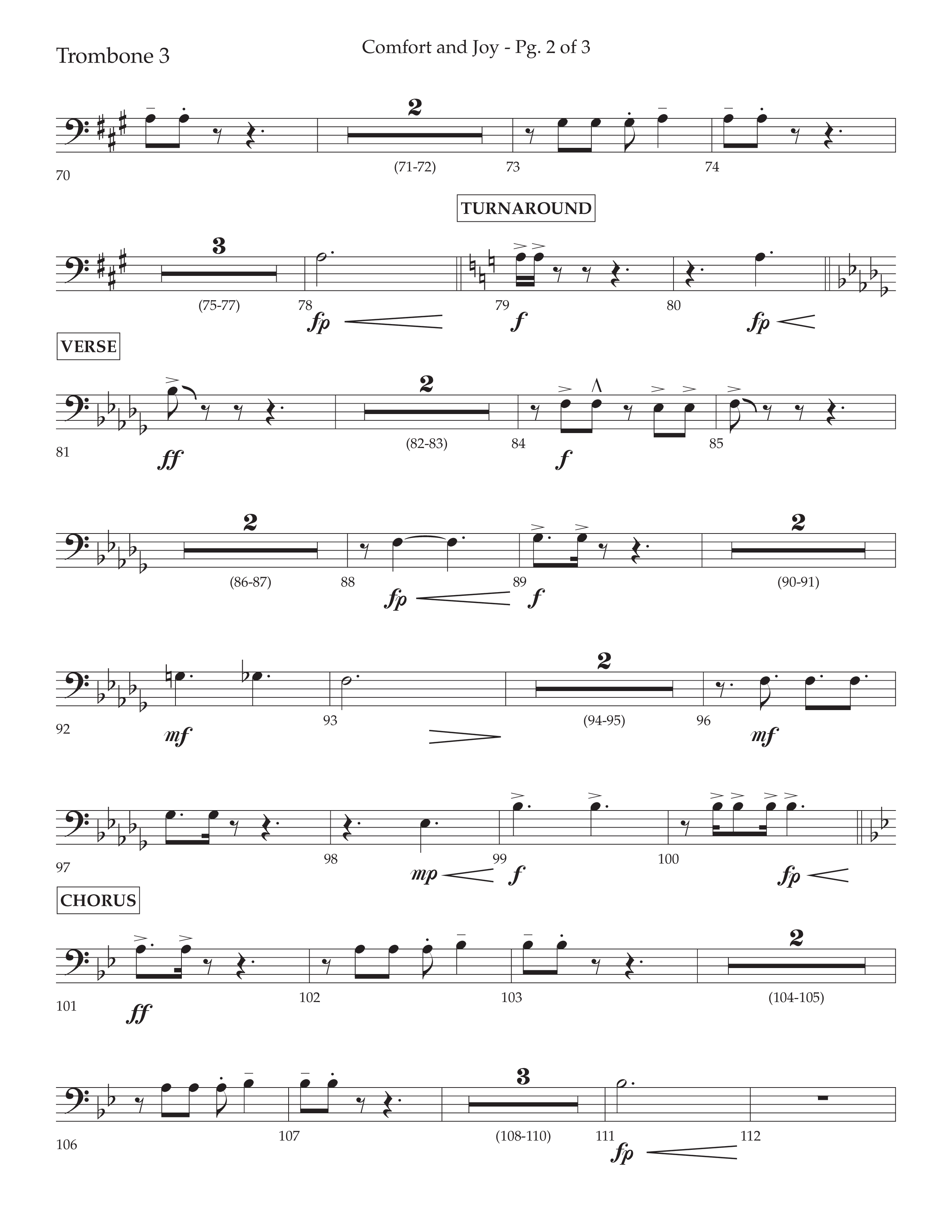 Comfort And Joy (with God Rest Ye Merry Gentlemen) (Choral Anthem SATB) Trombone 3 (Lifeway Choral / Arr. John Bolin / Arr. Don Koch)