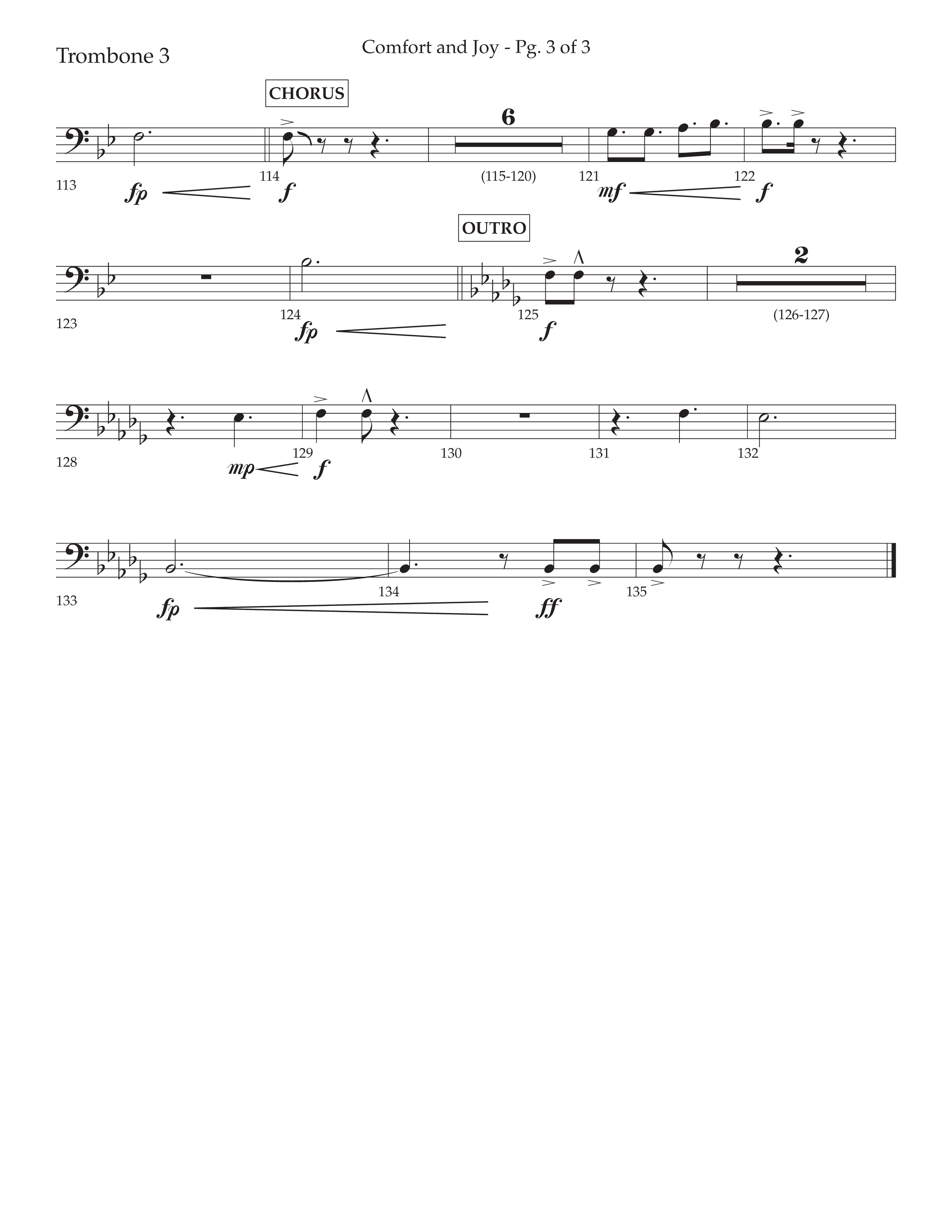 Comfort And Joy (with God Rest Ye Merry Gentlemen) (Choral Anthem SATB) Trombone 3 (Lifeway Choral / Arr. John Bolin / Arr. Don Koch)