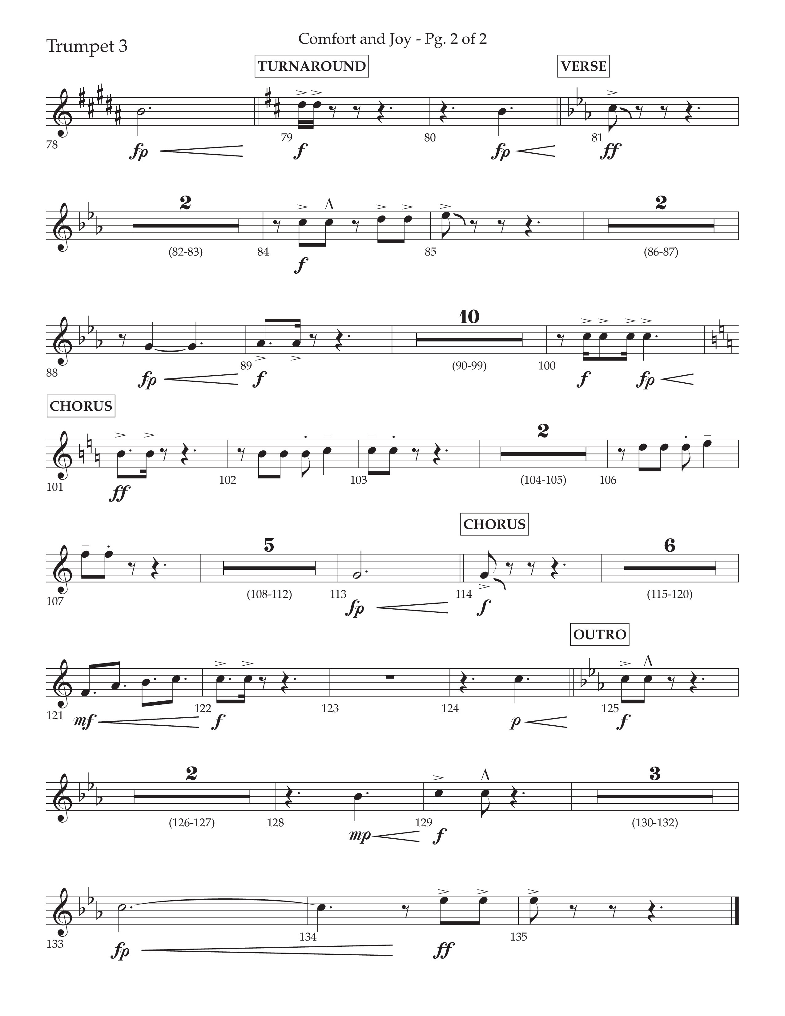 Comfort And Joy (with God Rest Ye Merry Gentlemen) (Choral Anthem SATB) Trumpet 3 (Lifeway Choral / Arr. John Bolin / Arr. Don Koch)