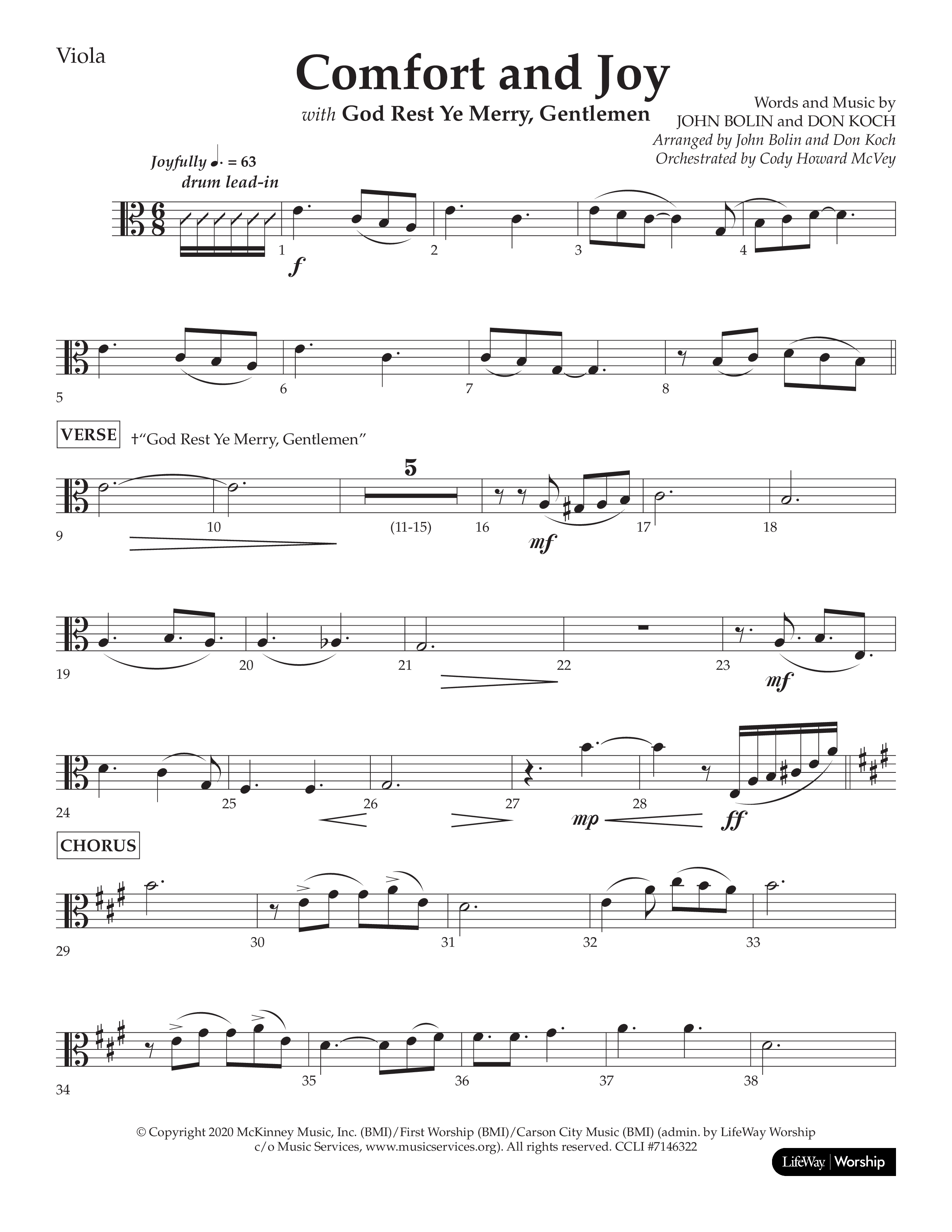 Comfort And Joy (with God Rest Ye Merry Gentlemen) (Choral Anthem SATB) Viola (Lifeway Choral / Arr. John Bolin / Arr. Don Koch)