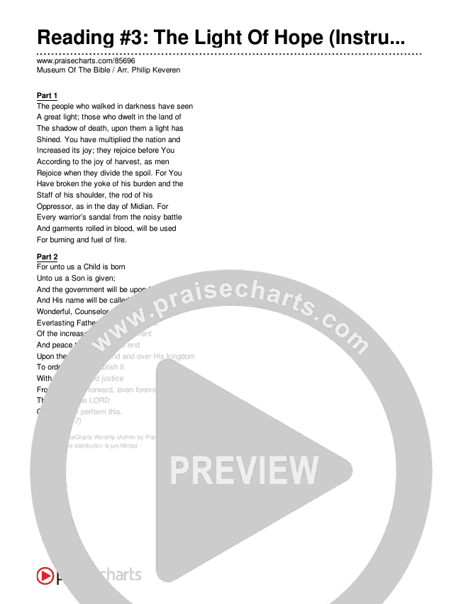 Reading #3: The Light Of Hope (Instrumental) Reading (Museum Of The Bible / Arr. Philip Keveren)