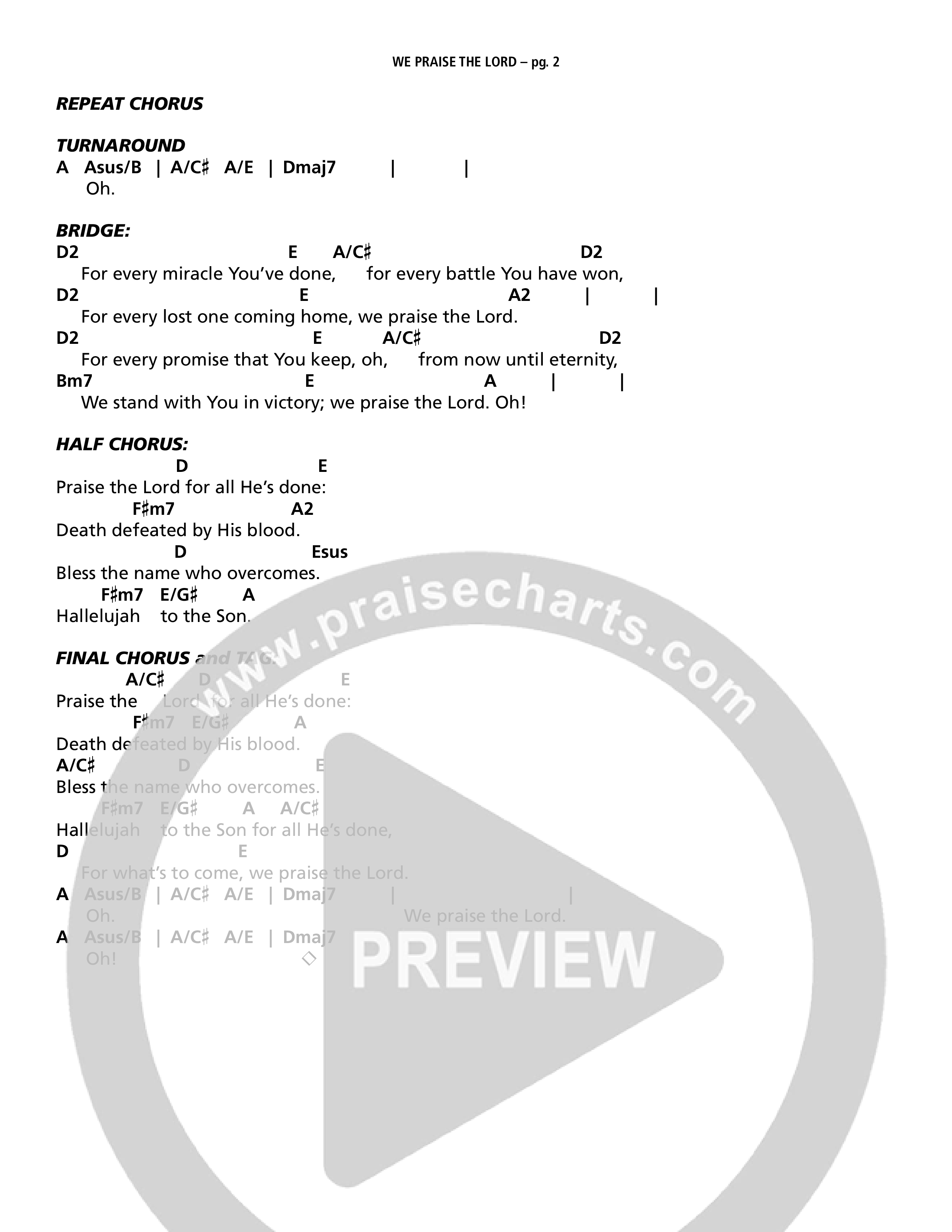 We Praise The Lord Chord Chart (Mack Brock)