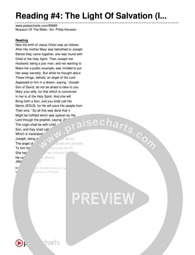 Reading #4: The Light Of Salvation (Instrumental) Reading (Museum Of The Bible / Arr. Philip Keveren)