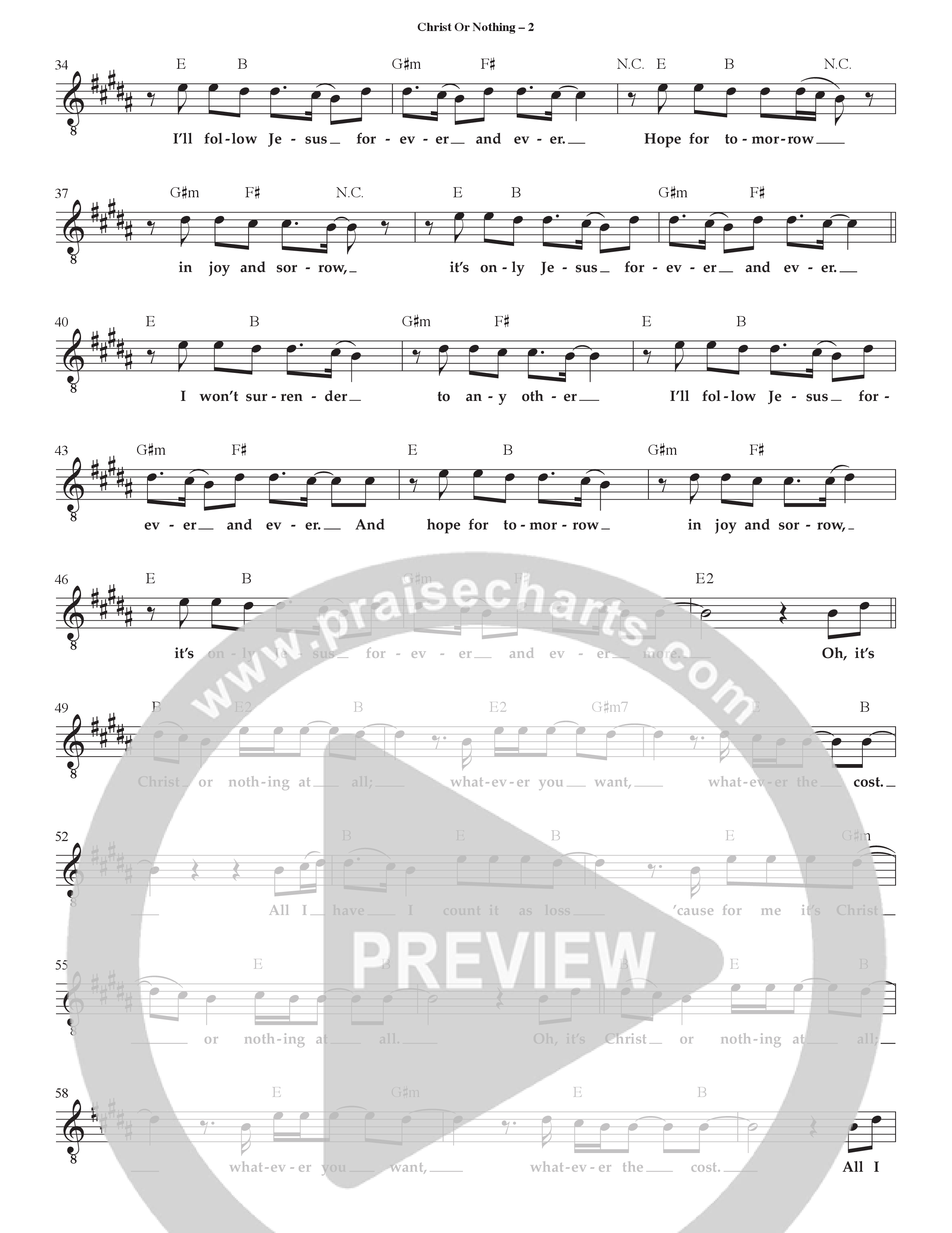 Christ Or Nothing Lead Sheet Melody (Mack Brock)