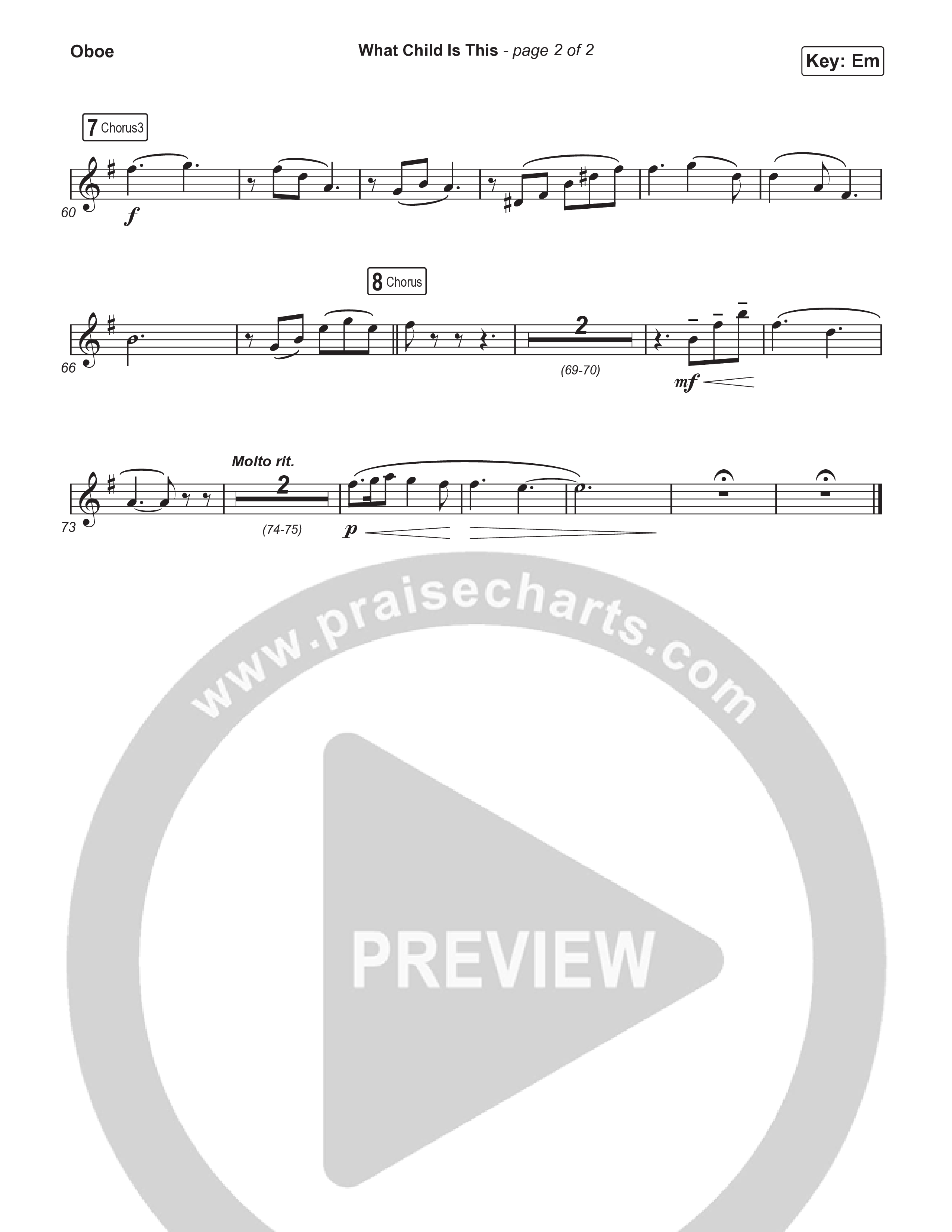 What Child Is This (Live) Oboe (Museum Of The Bible / Indiana Wesleyan University Choir / Arr. Philip Keveren)