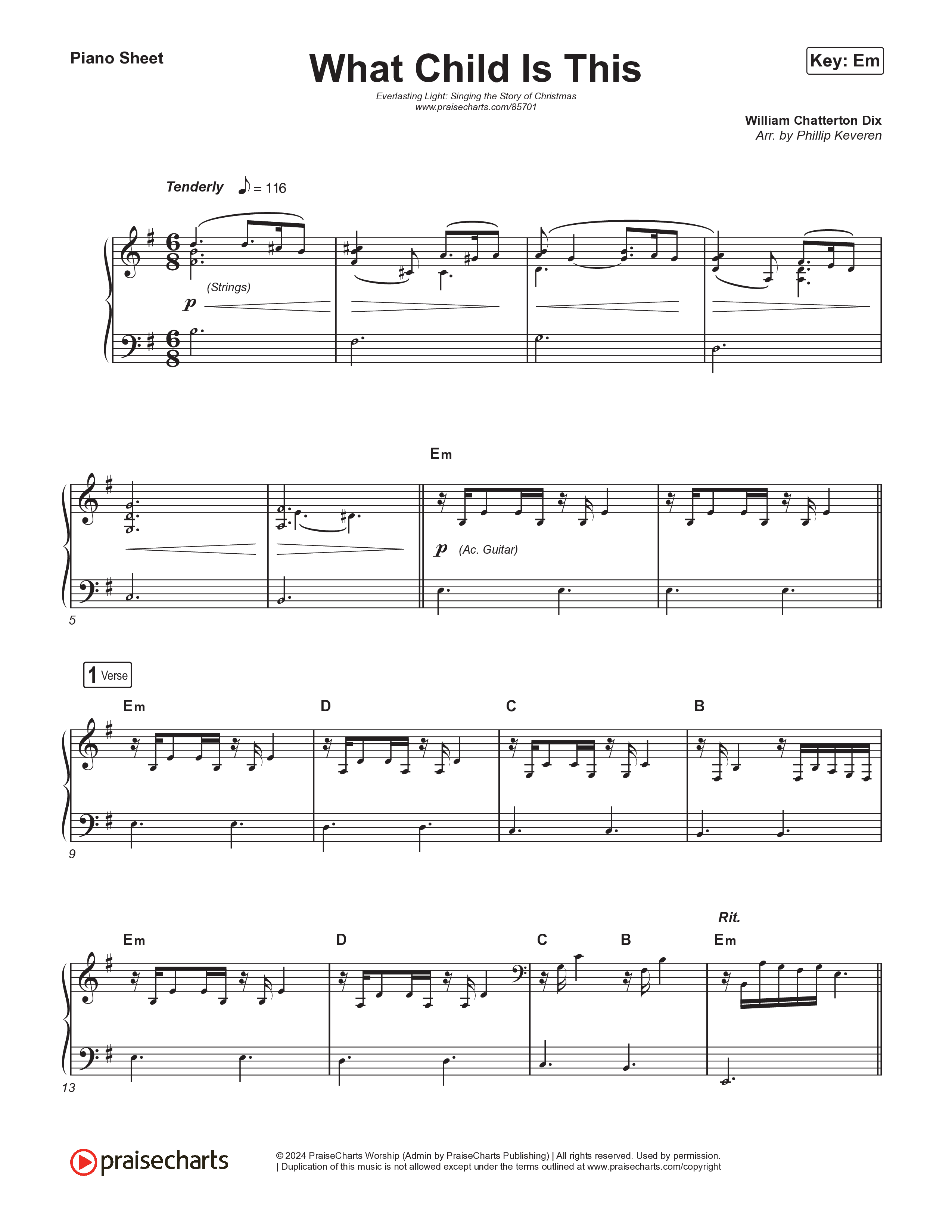 What Child Is This (Live) Piano Sheet (Museum Of The Bible / Indiana Wesleyan University Choir / Arr. Philip Keveren)