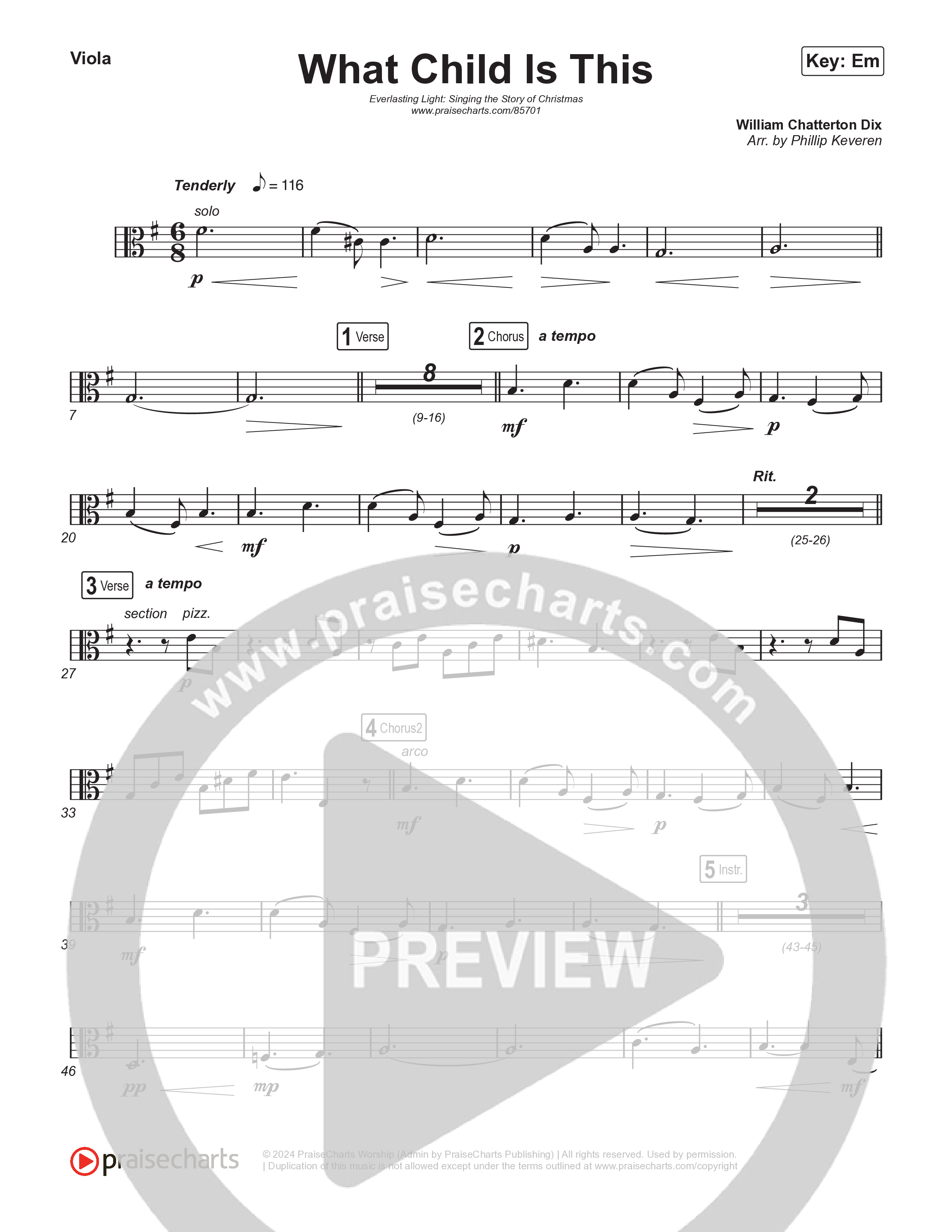 What Child Is This (Live) Viola (Museum Of The Bible / Indiana Wesleyan University Choir / Arr. Philip Keveren)