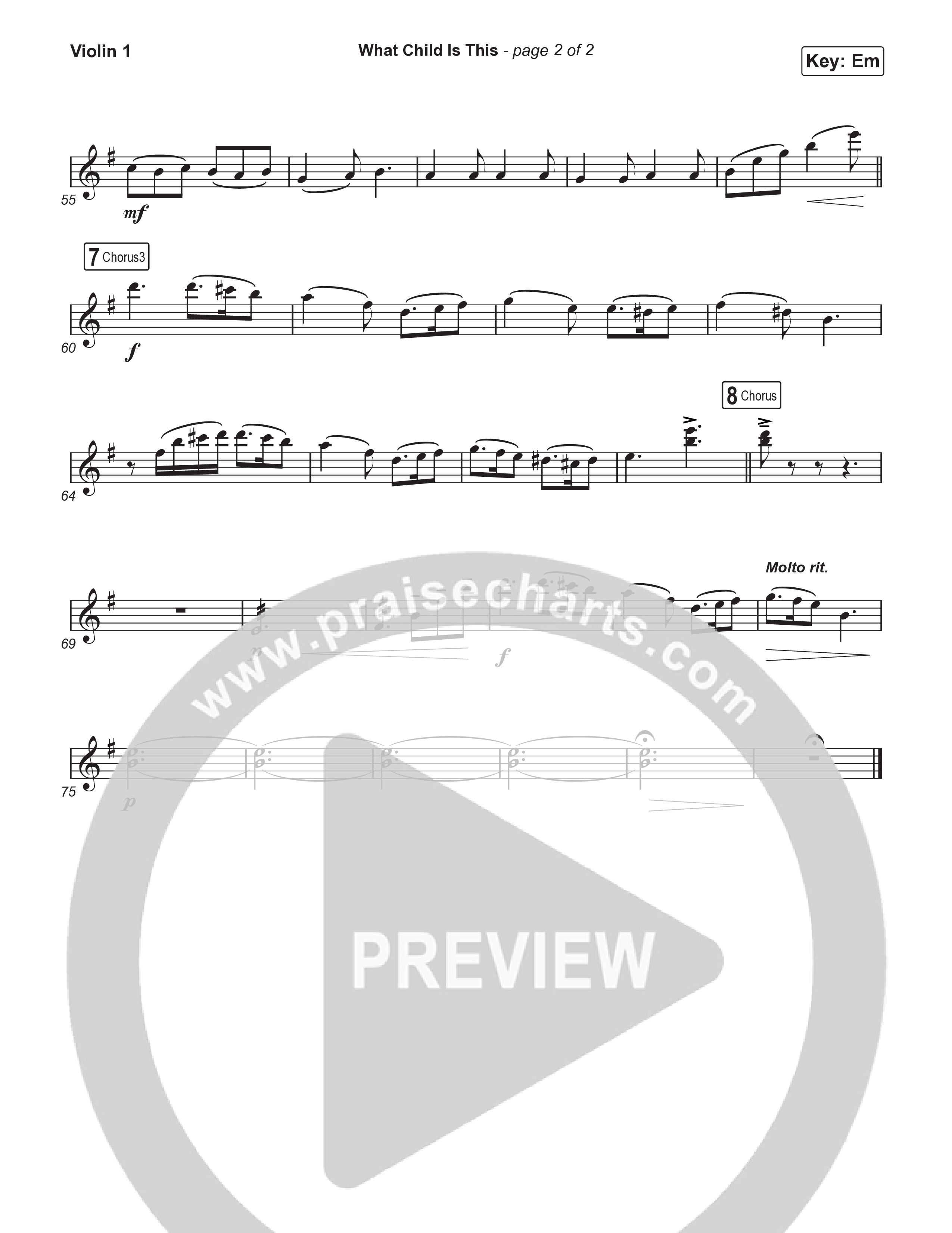 What Child Is This (Live) Violin 1,2 (Museum Of The Bible / Indiana Wesleyan University Choir / Arr. Philip Keveren)