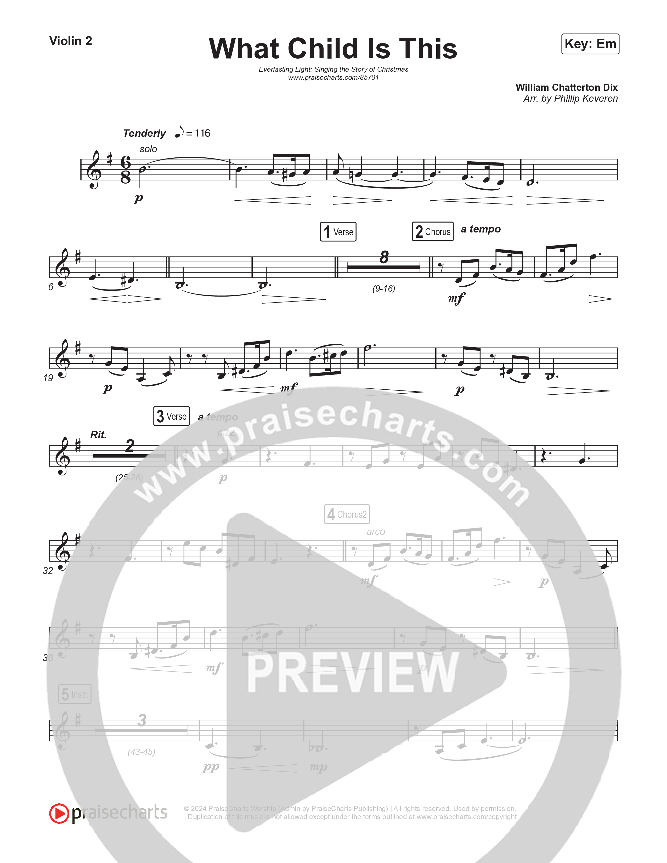 What Child Is This (Live) Violin 1,2 (Museum Of The Bible / Indiana Wesleyan University Choir / Arr. Philip Keveren)