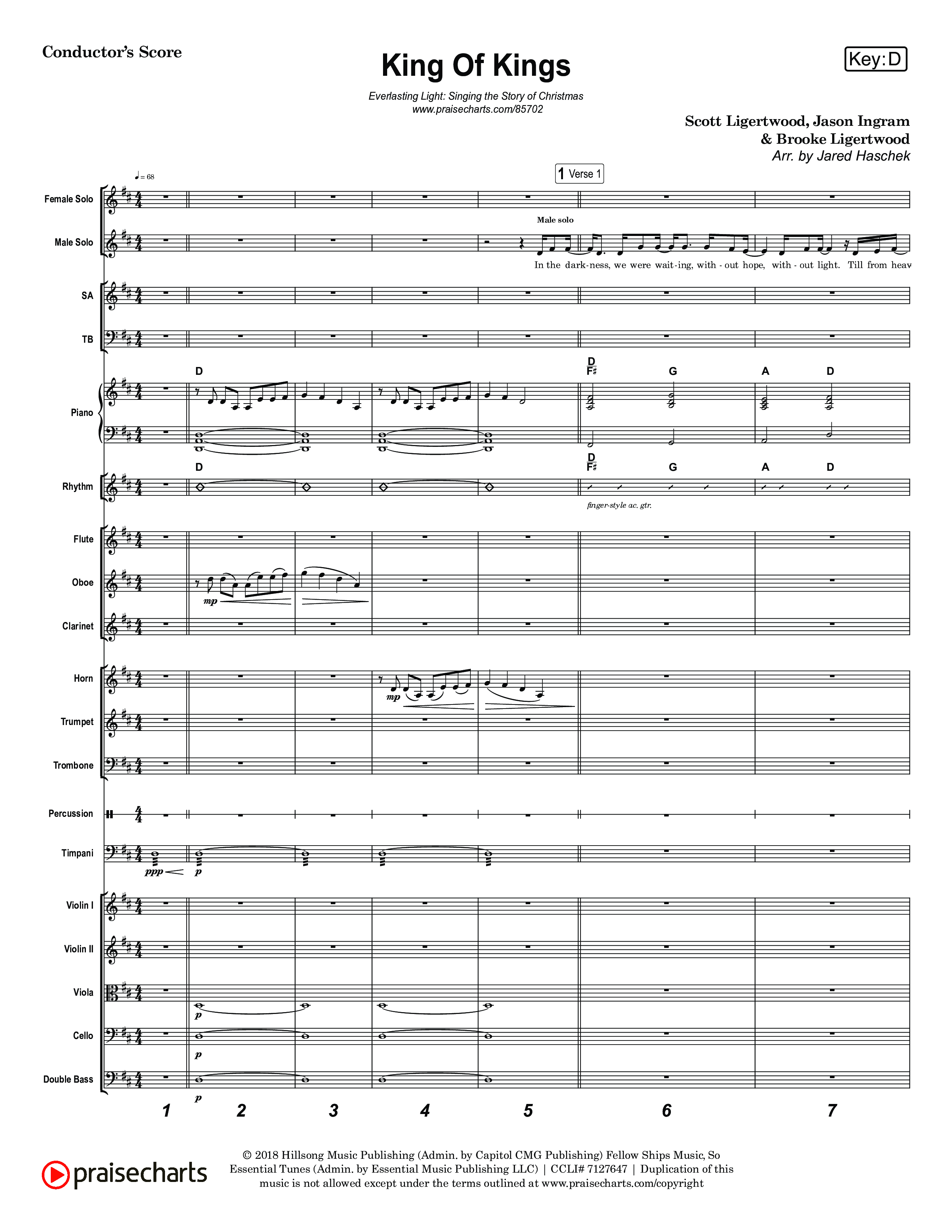 King Of Kings (Live) Conductor's Score (Museum Of The Bible / Anthony Evans / Tasha Layton / Indiana Wesleyan University Choir / Arr. Jared Haschek)