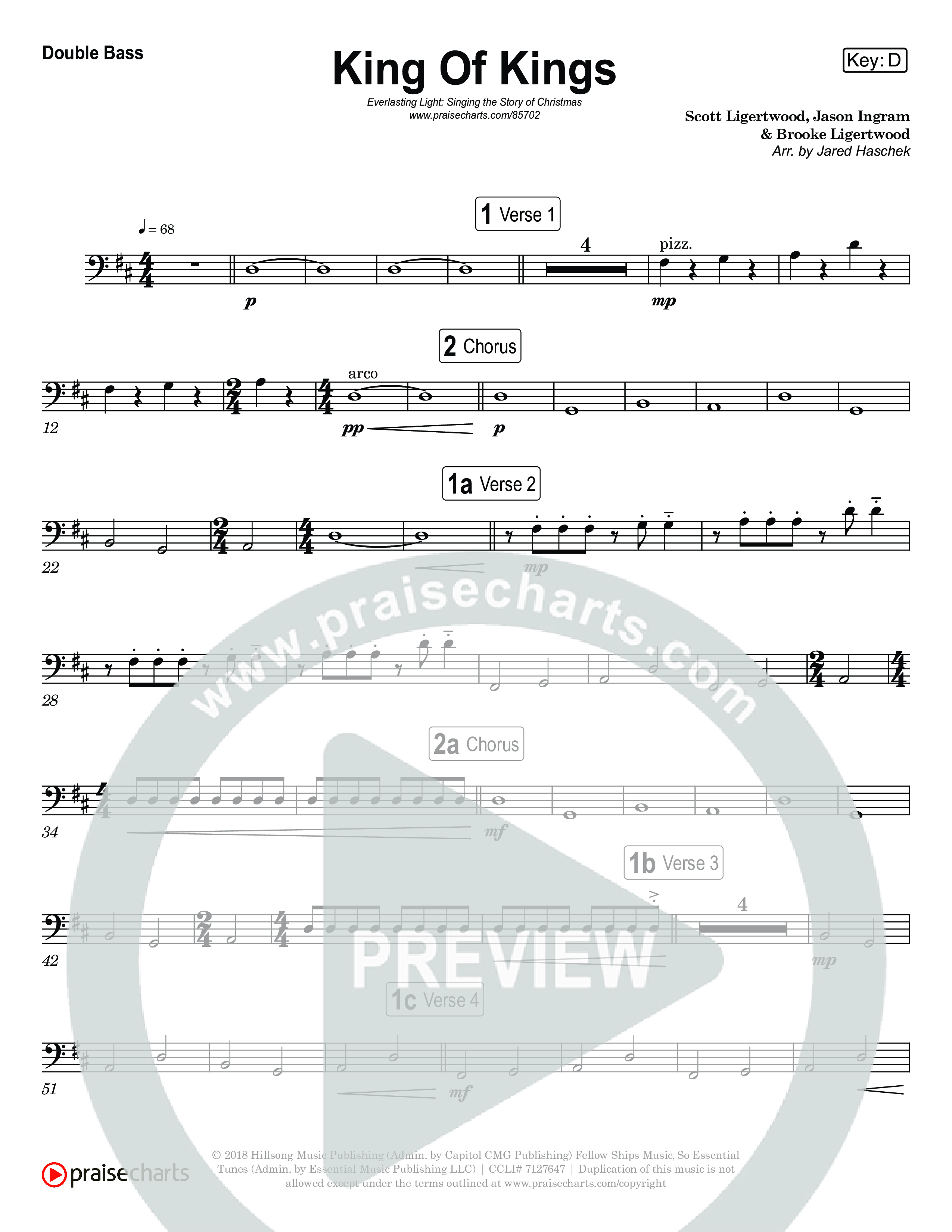 King Of Kings (Live) String Bass (Museum Of The Bible / Anthony Evans / Tasha Layton / Indiana Wesleyan University Choir / Arr. Jared Haschek)