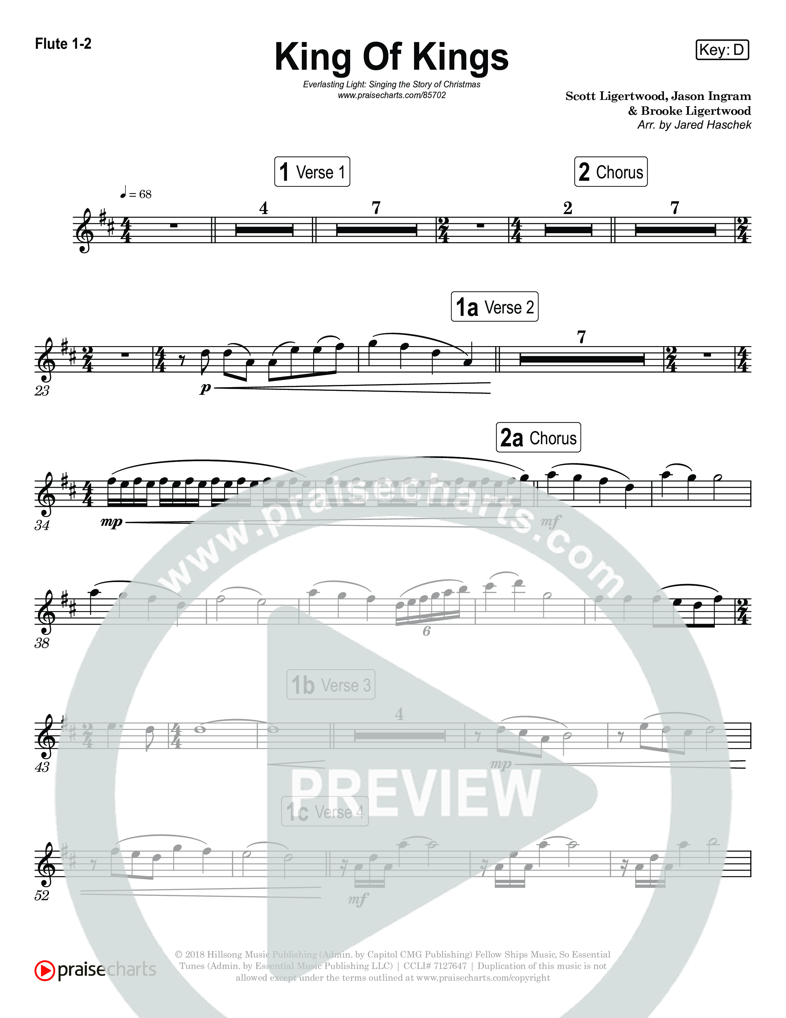 King Of Kings (Live) Flute 1,2 (Museum Of The Bible / Anthony Evans / Tasha Layton / Indiana Wesleyan University Choir / Arr. Jared Haschek)