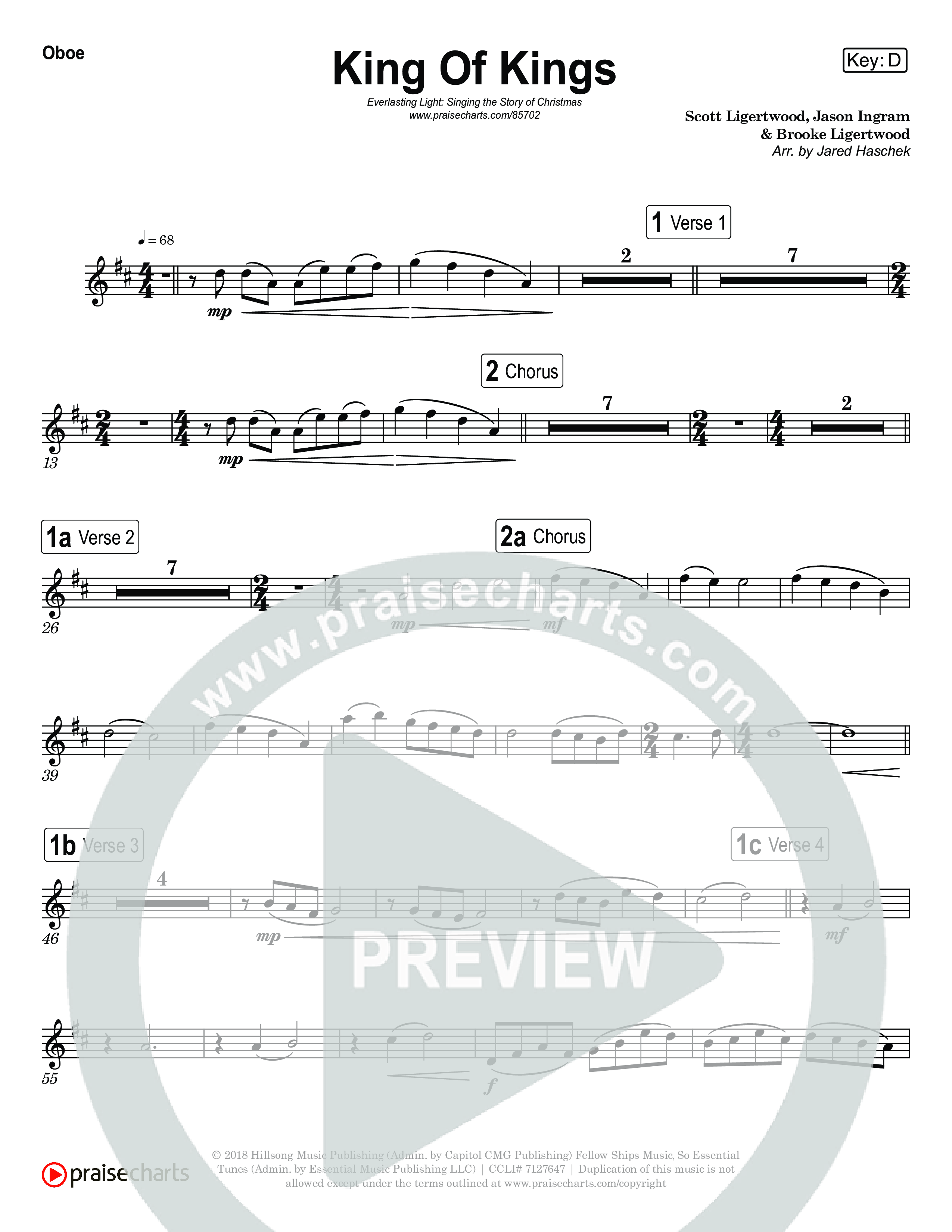 King Of Kings (Live) Oboe (Museum Of The Bible / Anthony Evans / Tasha Layton / Indiana Wesleyan University Choir / Arr. Jared Haschek)