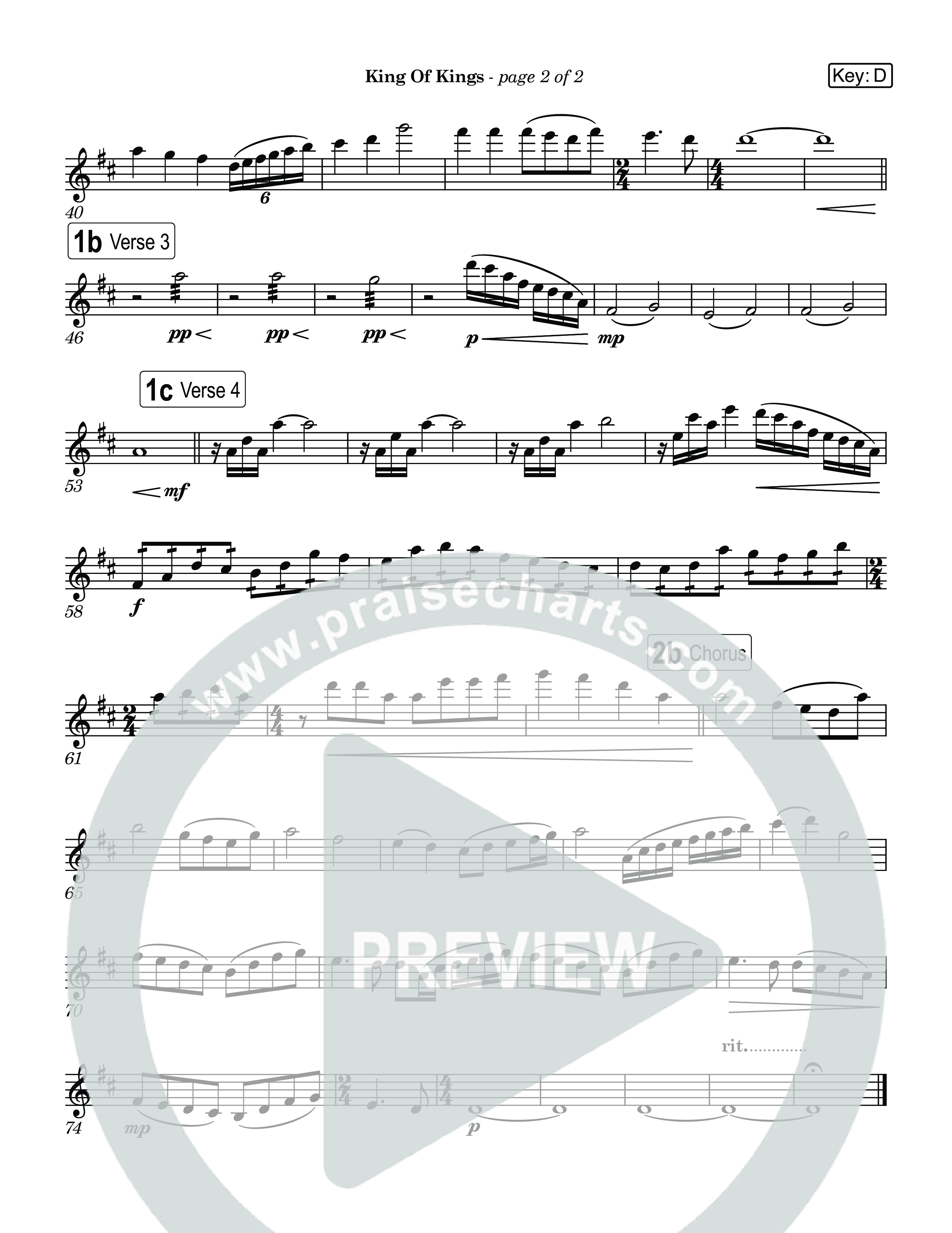 King Of Kings (Live) Violin 1,2 (Museum Of The Bible / Anthony Evans / Tasha Layton / Indiana Wesleyan University Choir / Arr. Jared Haschek)