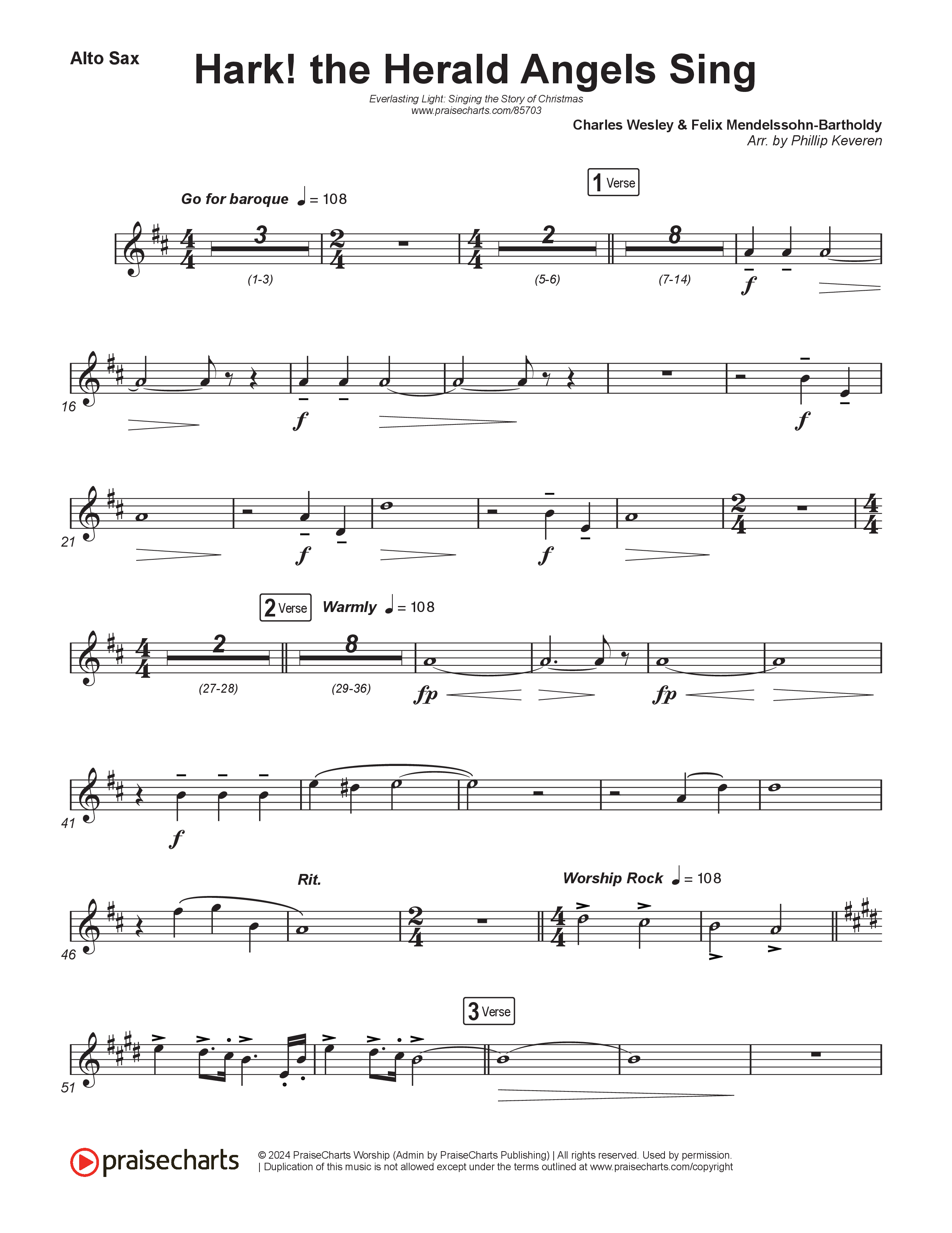 Hark The Herald Angels Sing (Live) Alto Sax (Museum Of The Bible / Indiana Wesleyan University Choir / Arr. Philip Keveren)