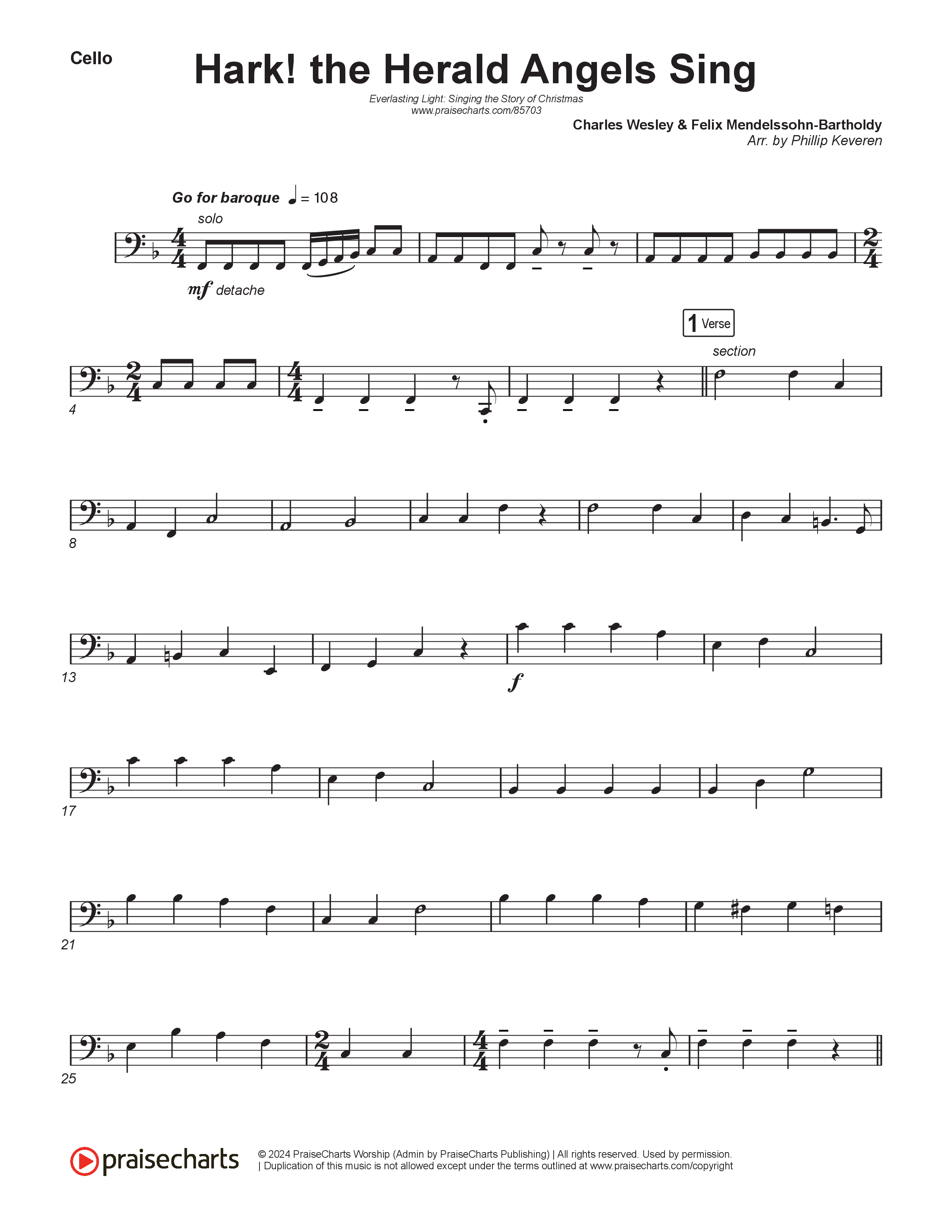 Hark The Herald Angels Sing (Live) Cello (Museum Of The Bible / Indiana Wesleyan University Choir / Arr. Philip Keveren)