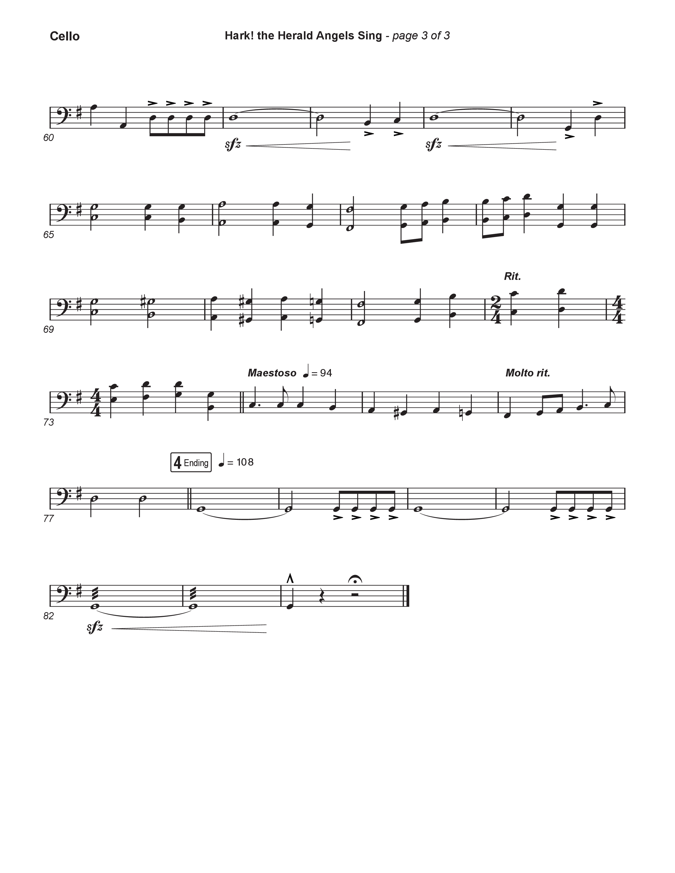 Hark The Herald Angels Sing (Live) Cello (Museum Of The Bible / Indiana Wesleyan University Choir / Arr. Philip Keveren)