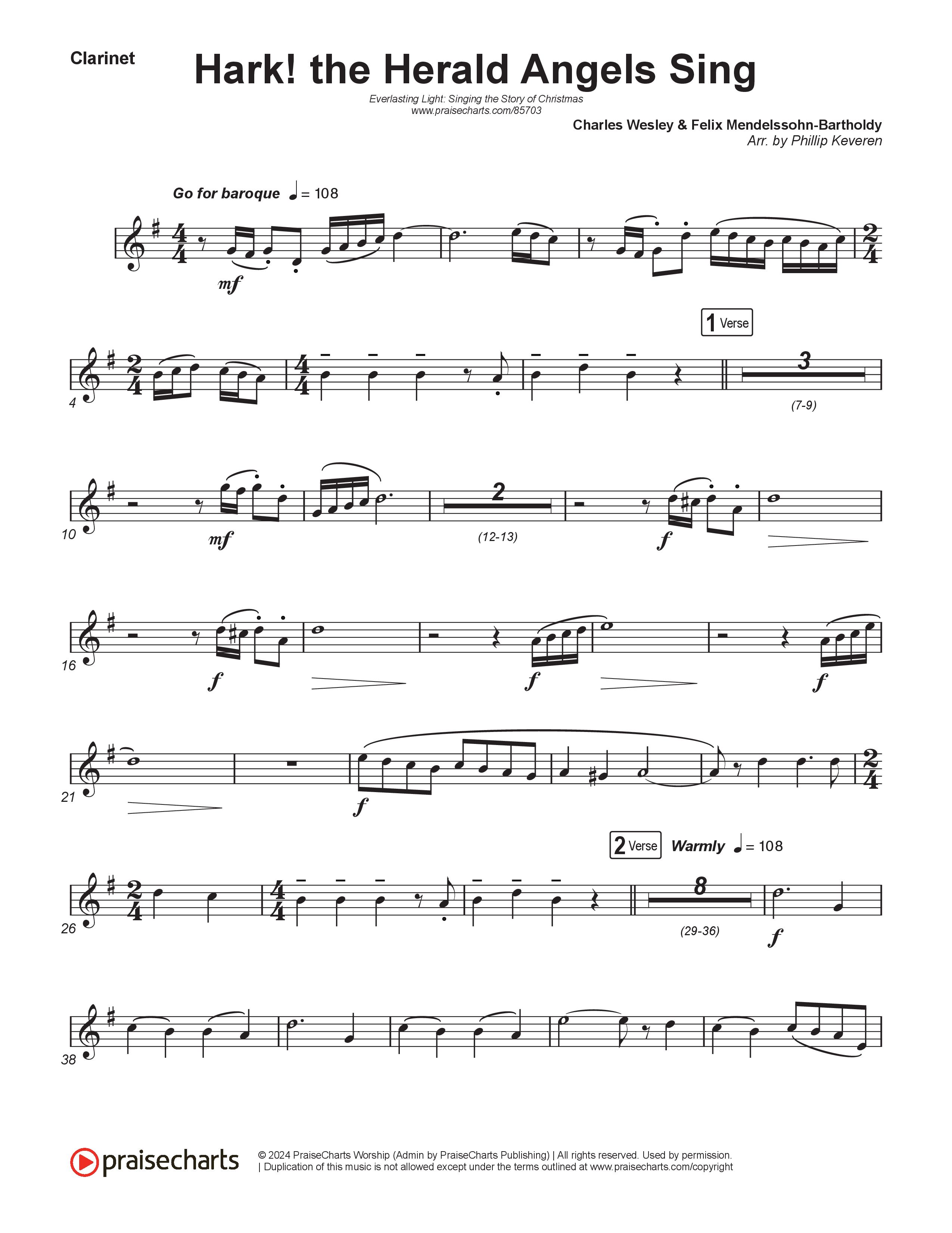 Hark The Herald Angels Sing (Live) Clarinet 1,2 (Museum Of The Bible / Indiana Wesleyan University Choir / Arr. Philip Keveren)