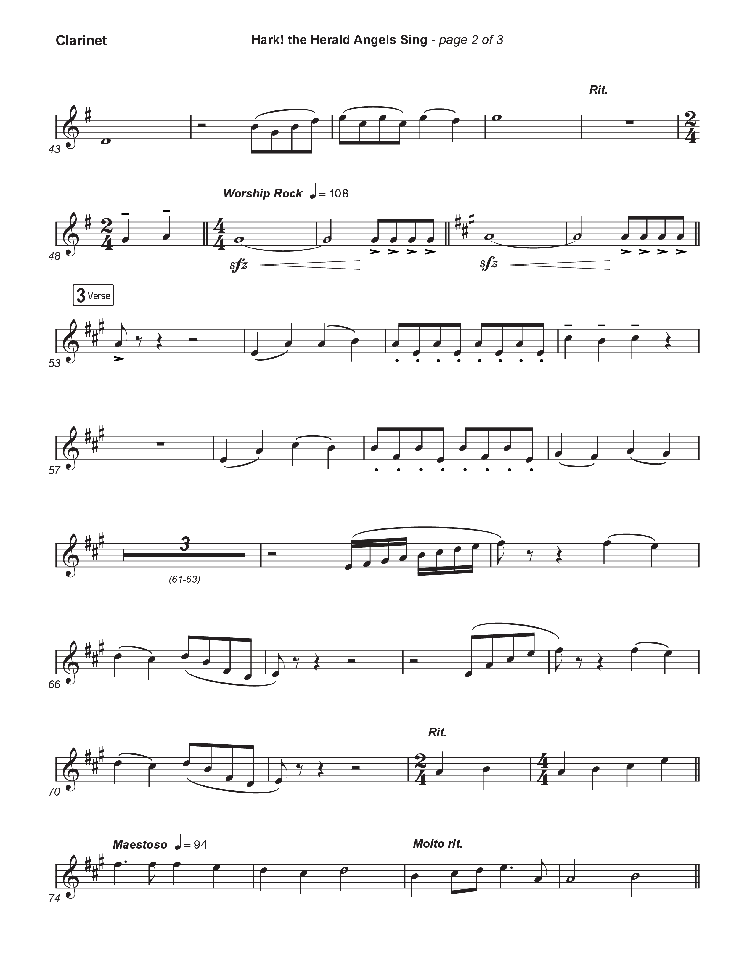 Hark The Herald Angels Sing (Live) Clarinet 1,2 (Museum Of The Bible / Indiana Wesleyan University Choir / Arr. Philip Keveren)