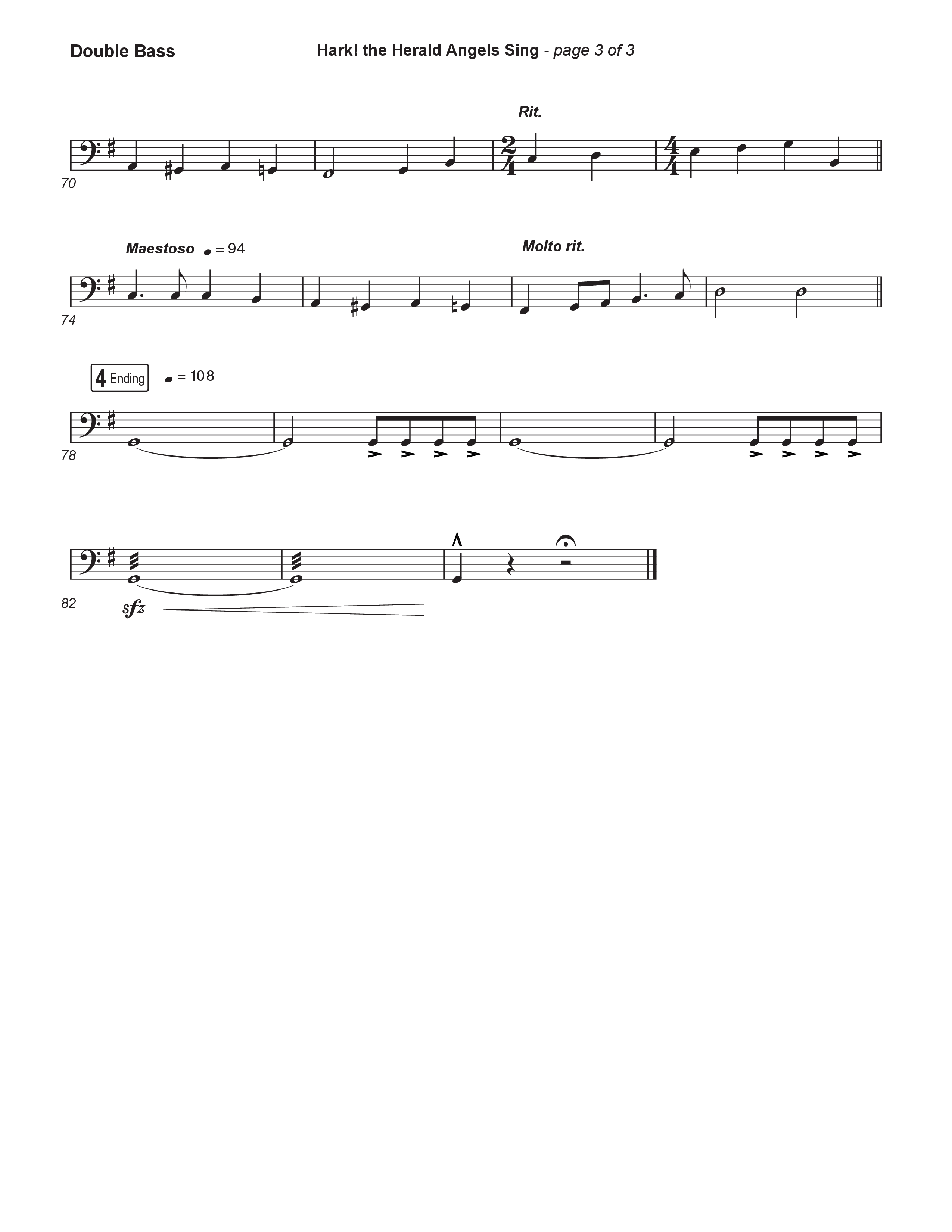 Hark The Herald Angels Sing (Live) String Bass (Museum Of The Bible / Indiana Wesleyan University Choir / Arr. Philip Keveren)