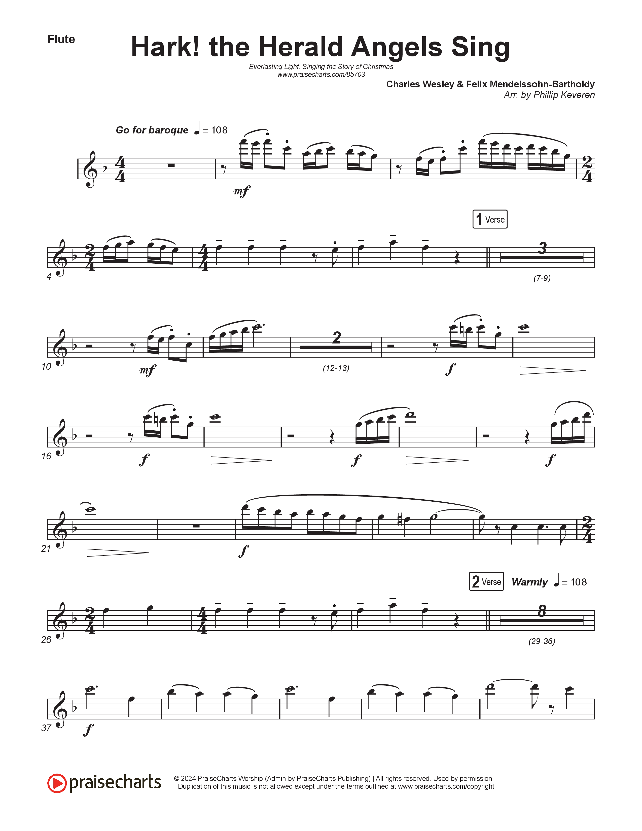 Hark The Herald Angels Sing (Live) Flute (Museum Of The Bible / Indiana Wesleyan University Choir / Arr. Philip Keveren)