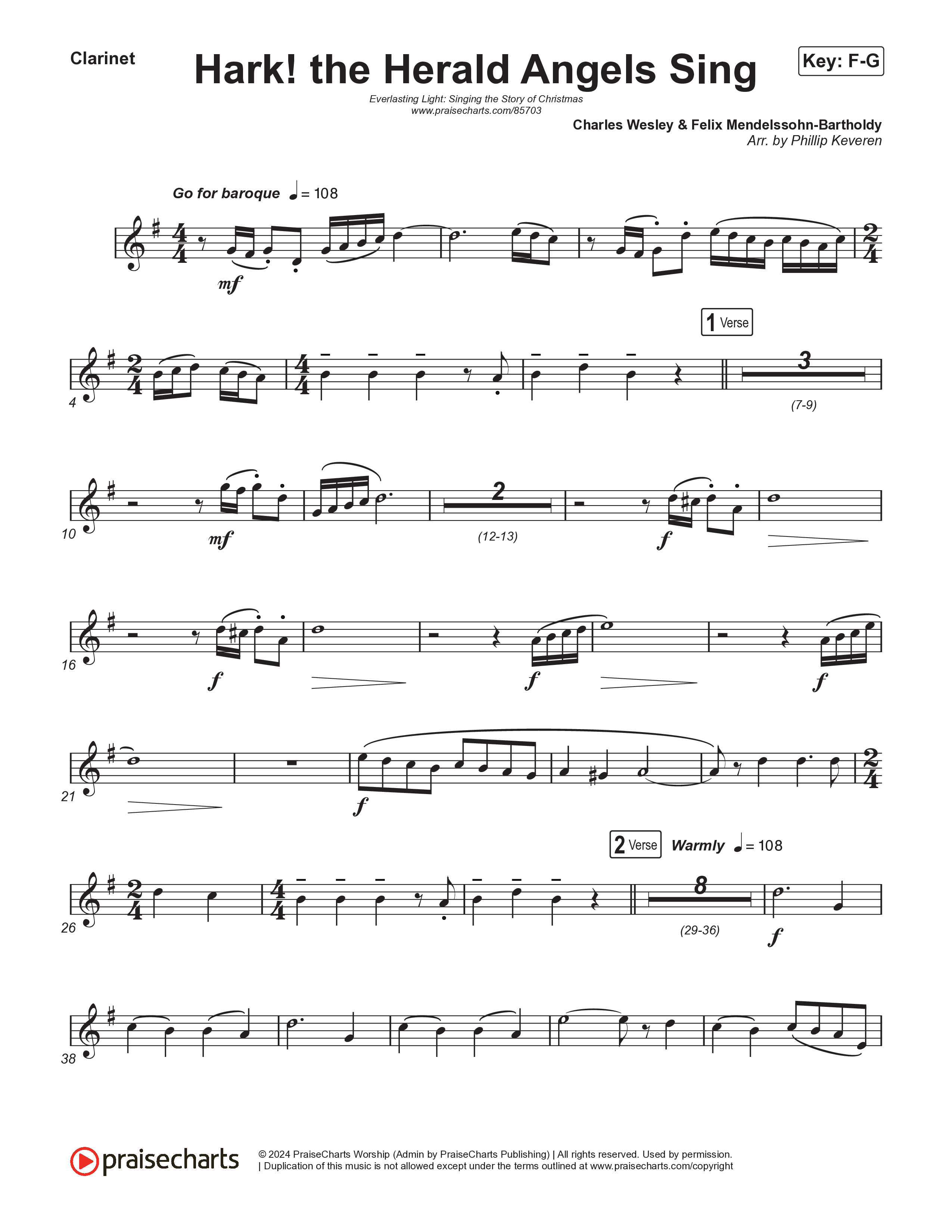 Hark The Herald Angels Sing (Live) Clarinet 1,2 (Museum Of The Bible / Indiana Wesleyan University Choir / Arr. Philip Keveren)