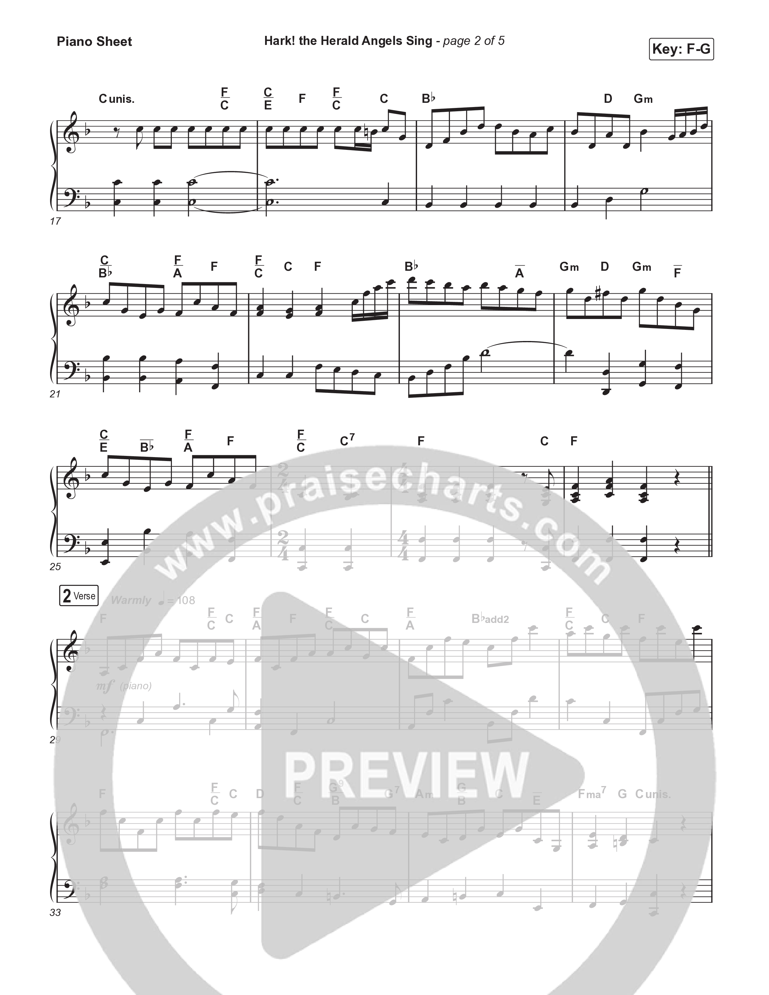 Hark The Herald Angels Sing (Live) Piano Sheet (Museum Of The Bible / Indiana Wesleyan University Choir / Arr. Philip Keveren)