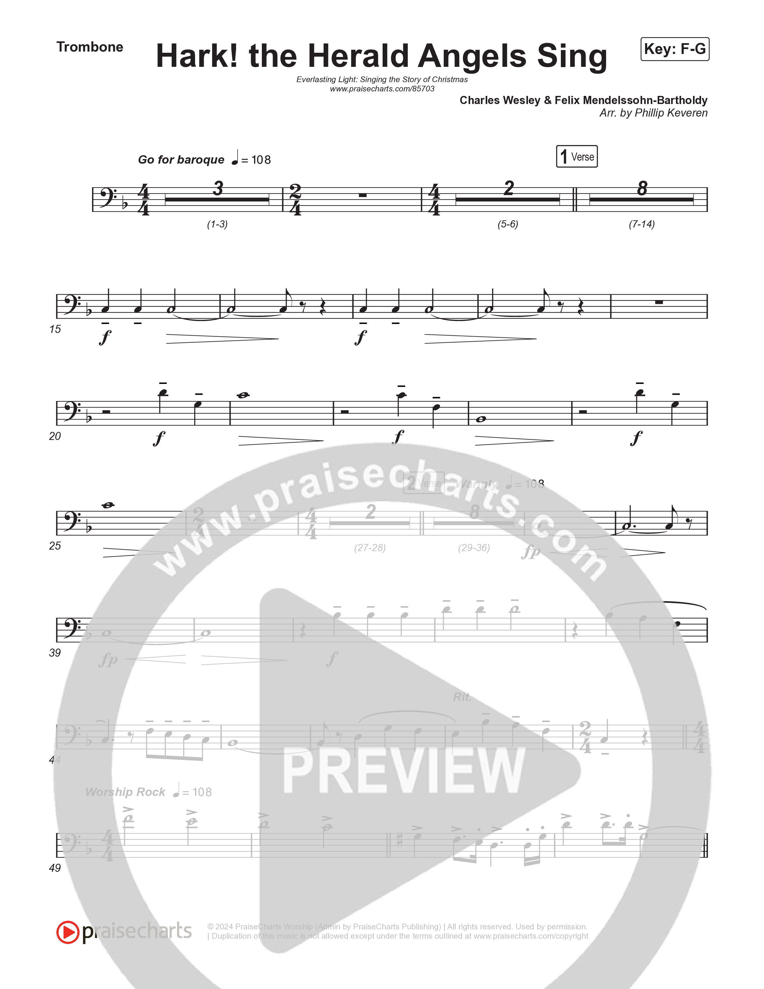 Hark The Herald Angels Sing (Live) Trombone 1,2 (Museum Of The Bible / Indiana Wesleyan University Choir / Arr. Philip Keveren)