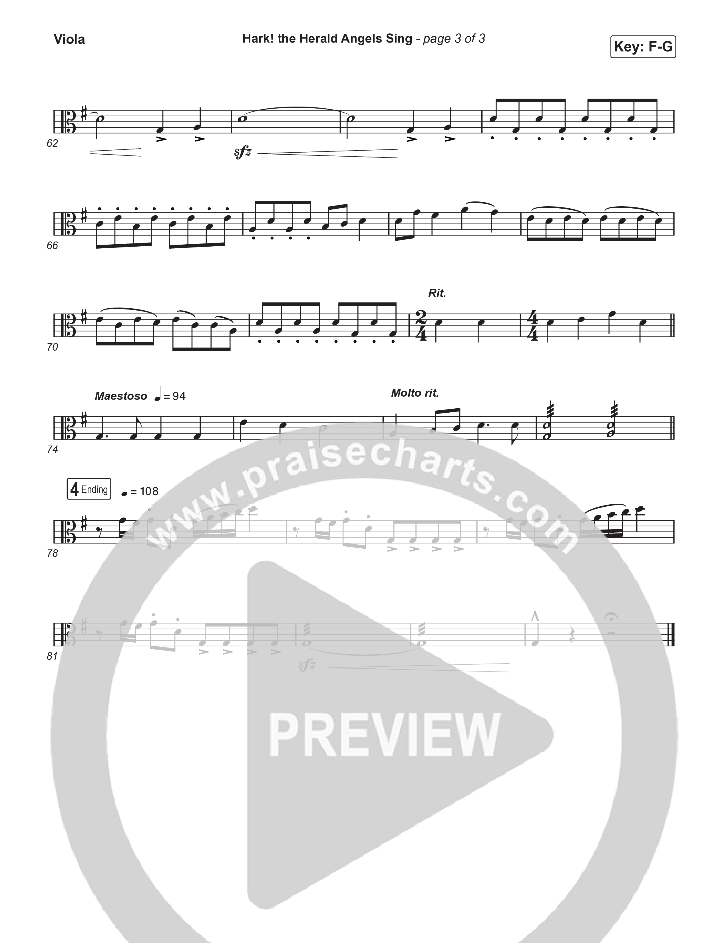Hark The Herald Angels Sing (Live) Viola (Museum Of The Bible / Indiana Wesleyan University Choir / Arr. Philip Keveren)
