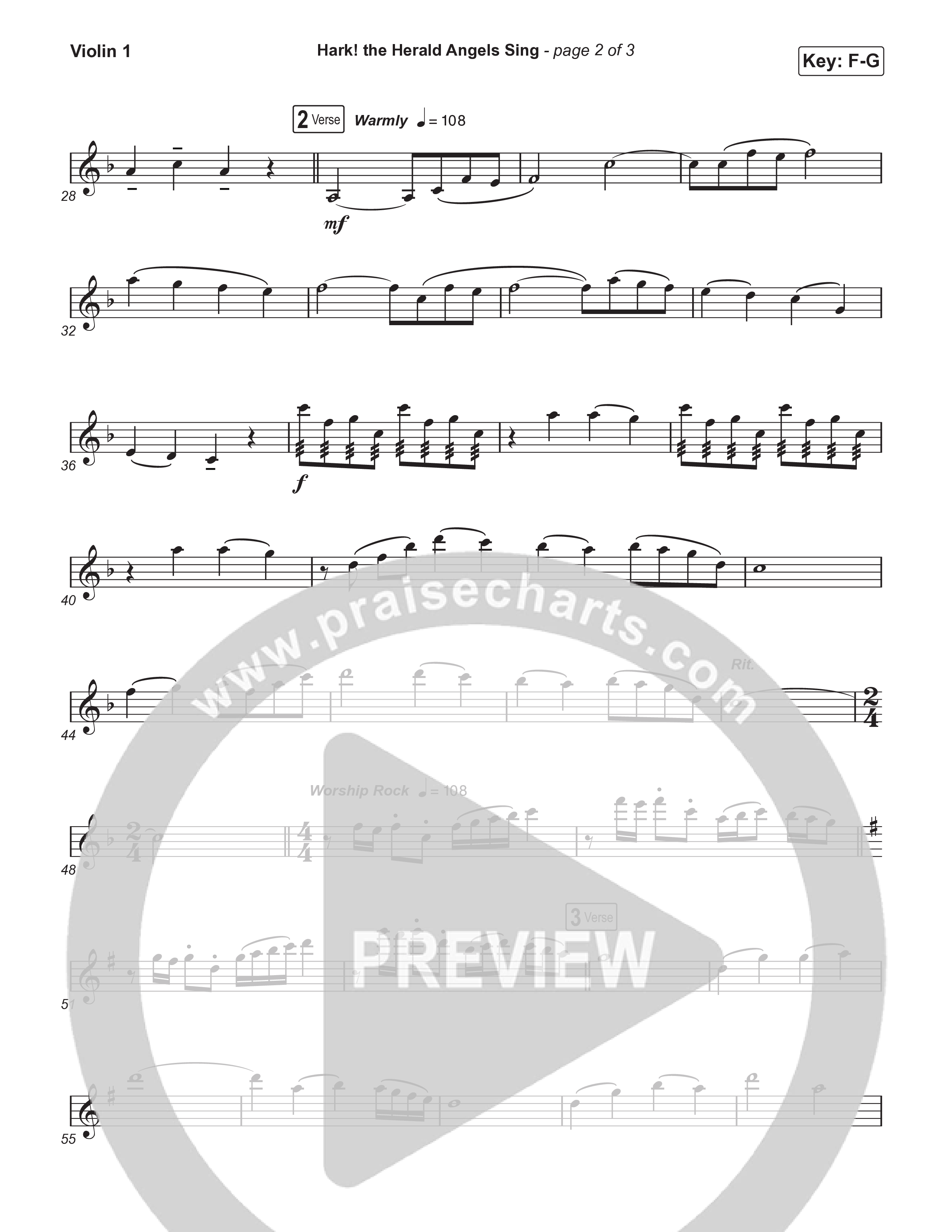 Hark The Herald Angels Sing (Live) Violin 1,2 (Museum Of The Bible / Indiana Wesleyan University Choir / Arr. Philip Keveren)