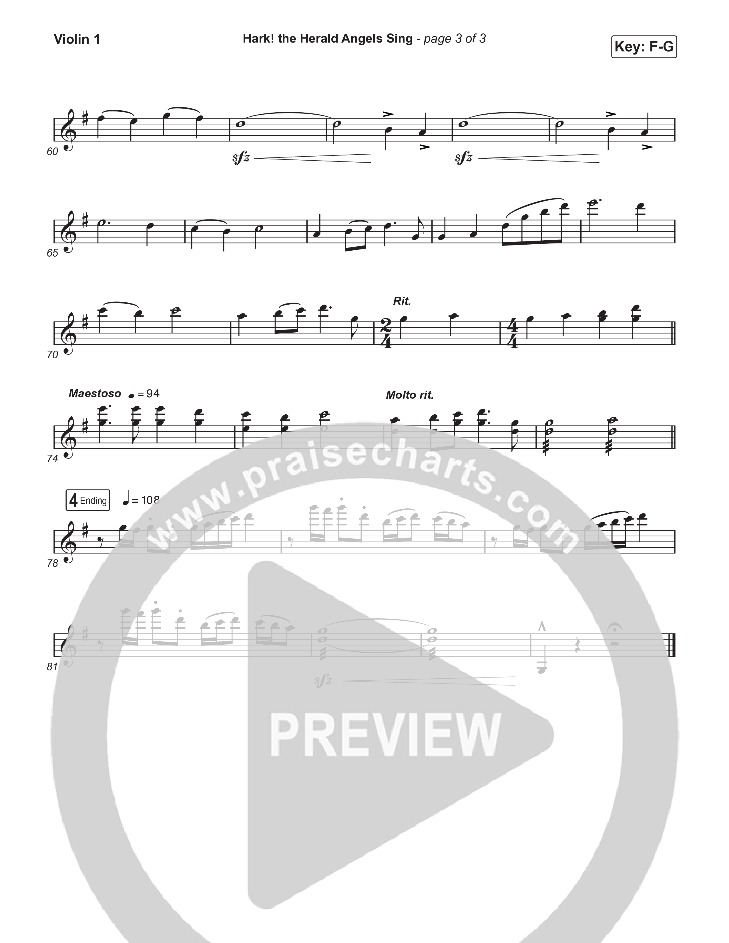 Hark The Herald Angels Sing (Live) Violin 1,2 (Museum Of The Bible / Indiana Wesleyan University Choir / Arr. Philip Keveren)